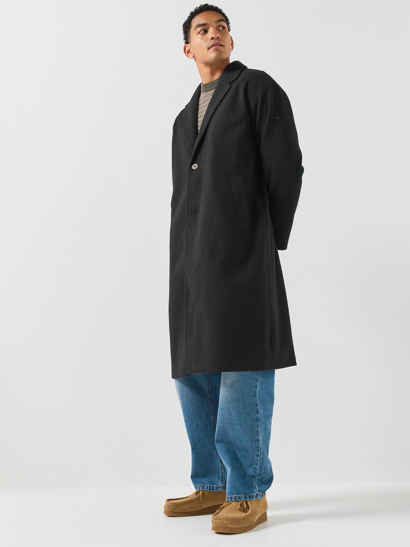 Image 3 of 5 of ONLY & SONS Mens Stanley Longline Notch Lapel Button Formal Coat - Black