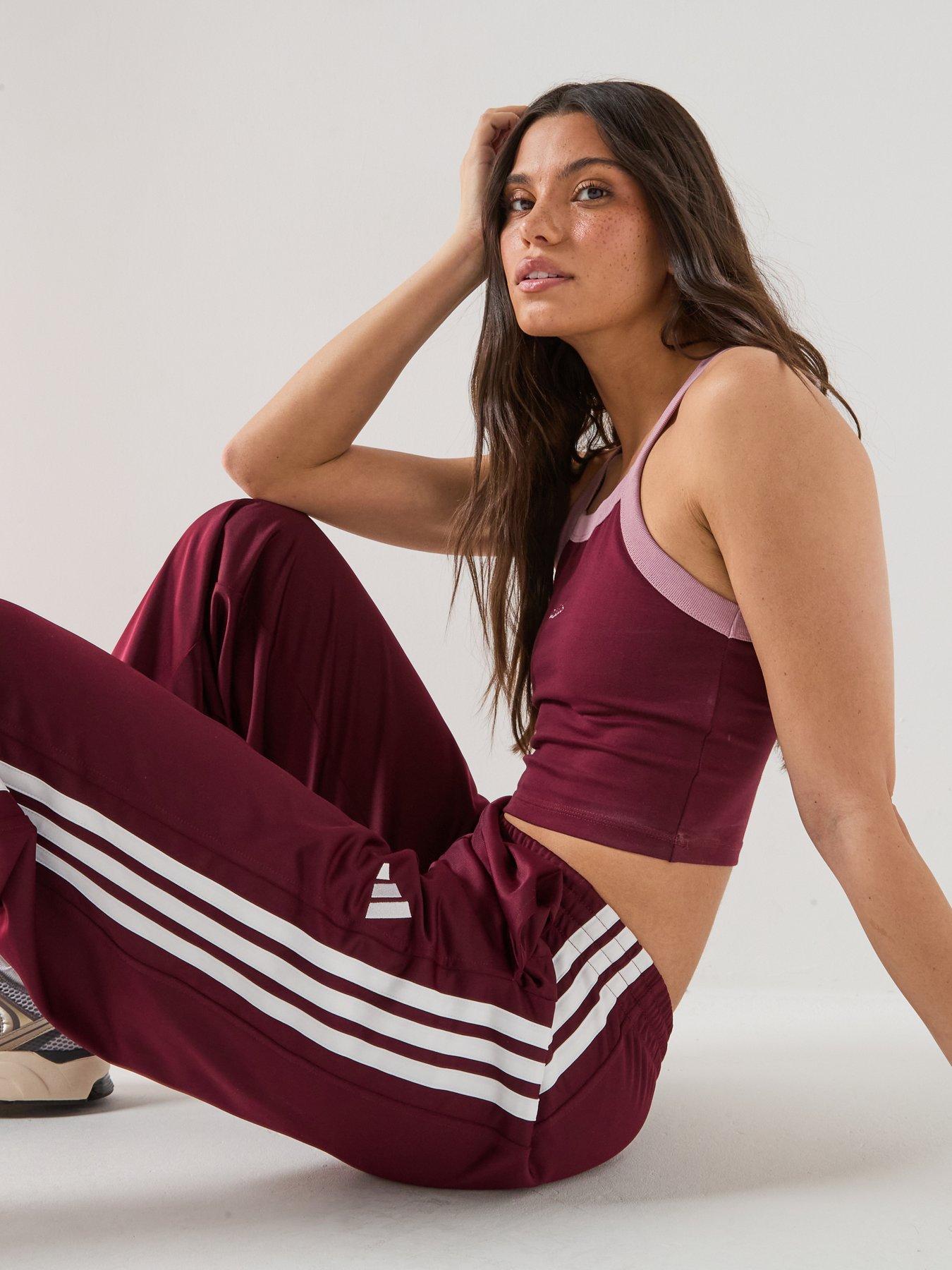 Image 4 of 5 of adidas Sportswear Womens 3-stripe Wide Leg Track Pant - Burgundy