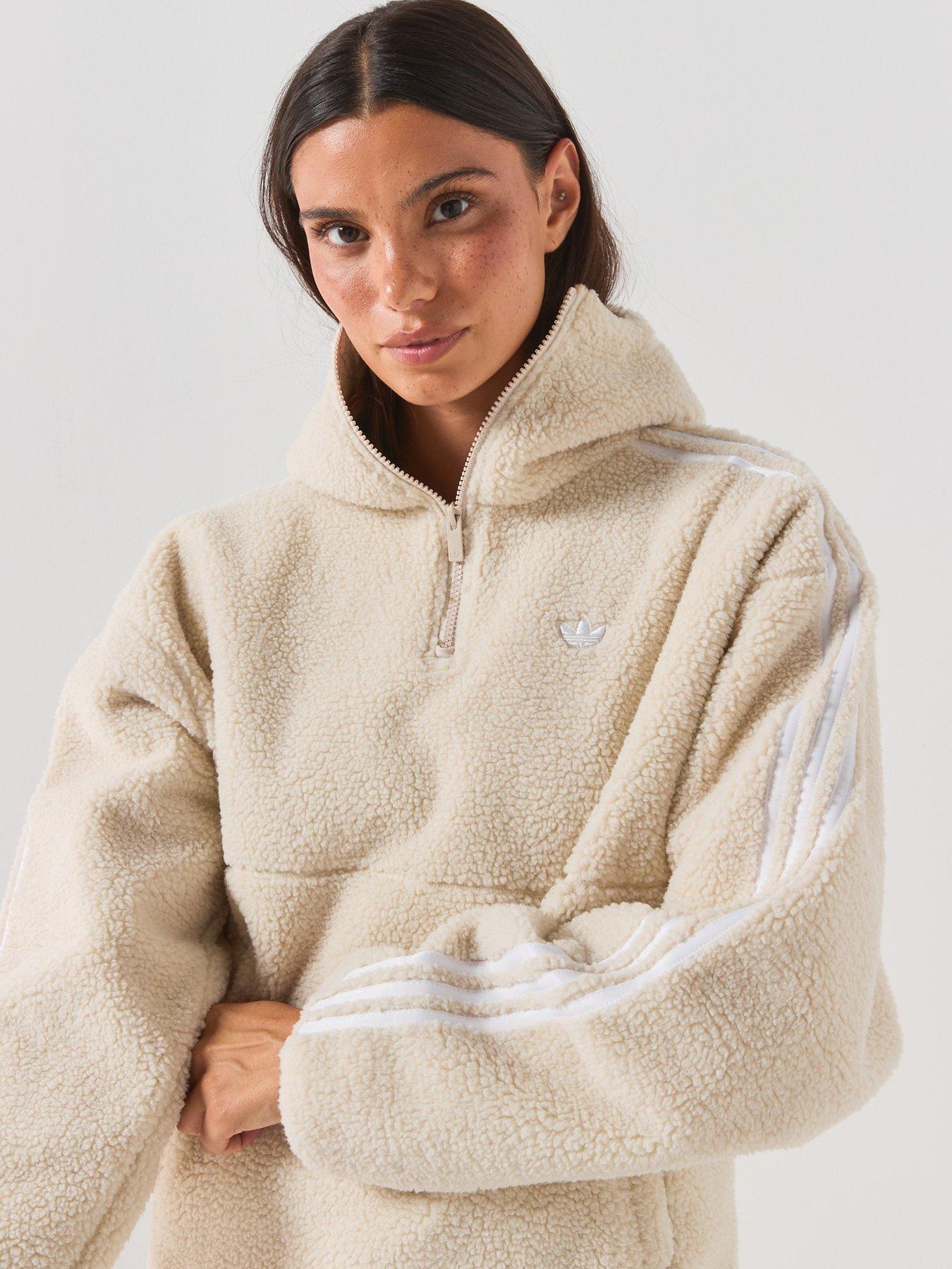 adidas Originals Womens Hooded Fleece Jacket - Beige