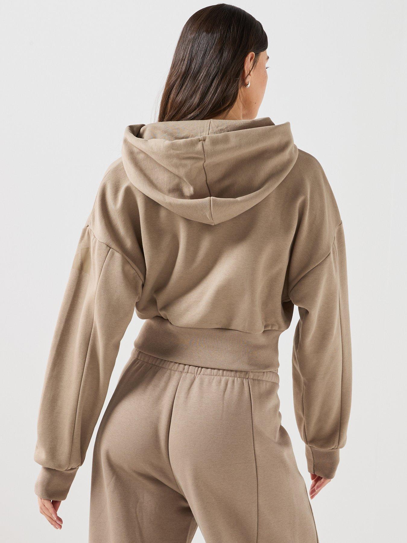 Image 2 of 6 of adidas Sportswear Womens Essentials Fleece Full Zip Hooded Jacket - Beige