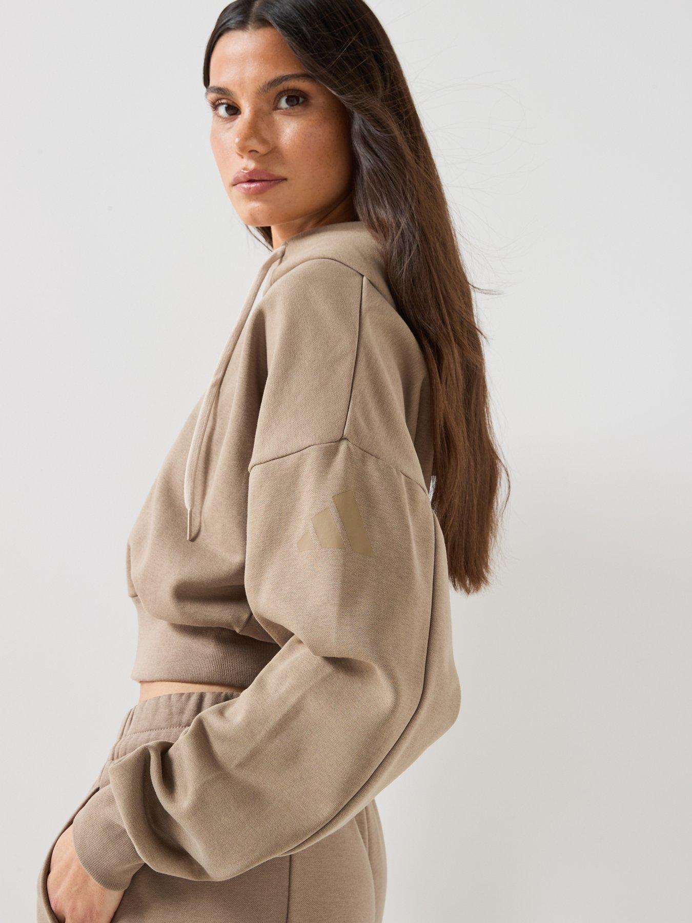 Image 4 of 6 of adidas Sportswear Womens Essentials Fleece Full Zip Hooded Jacket - Beige
