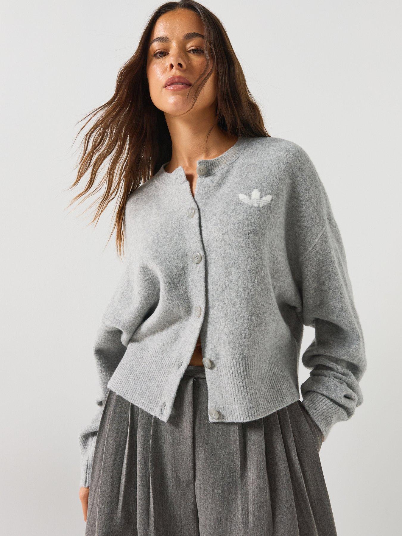 Image 5 of 6 of adidas Originals Womens Essentials Knit Cardigan - Grey