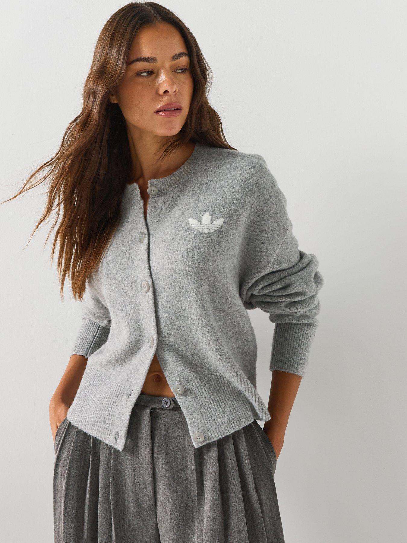 Image 6 of 6 of adidas Originals Womens Essentials Knit Cardigan - Grey