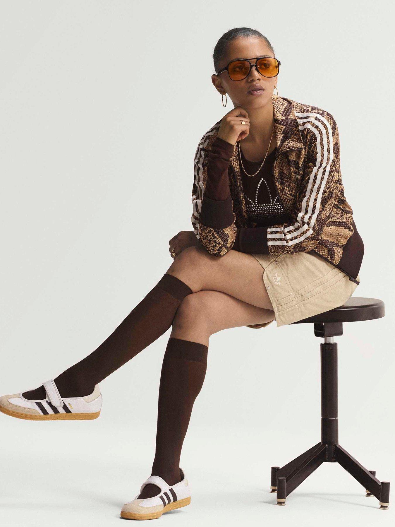 Image 3 of 7 of adidas Originals Womens Snake Print Satin Firebird Track Jacket - Beige/brown