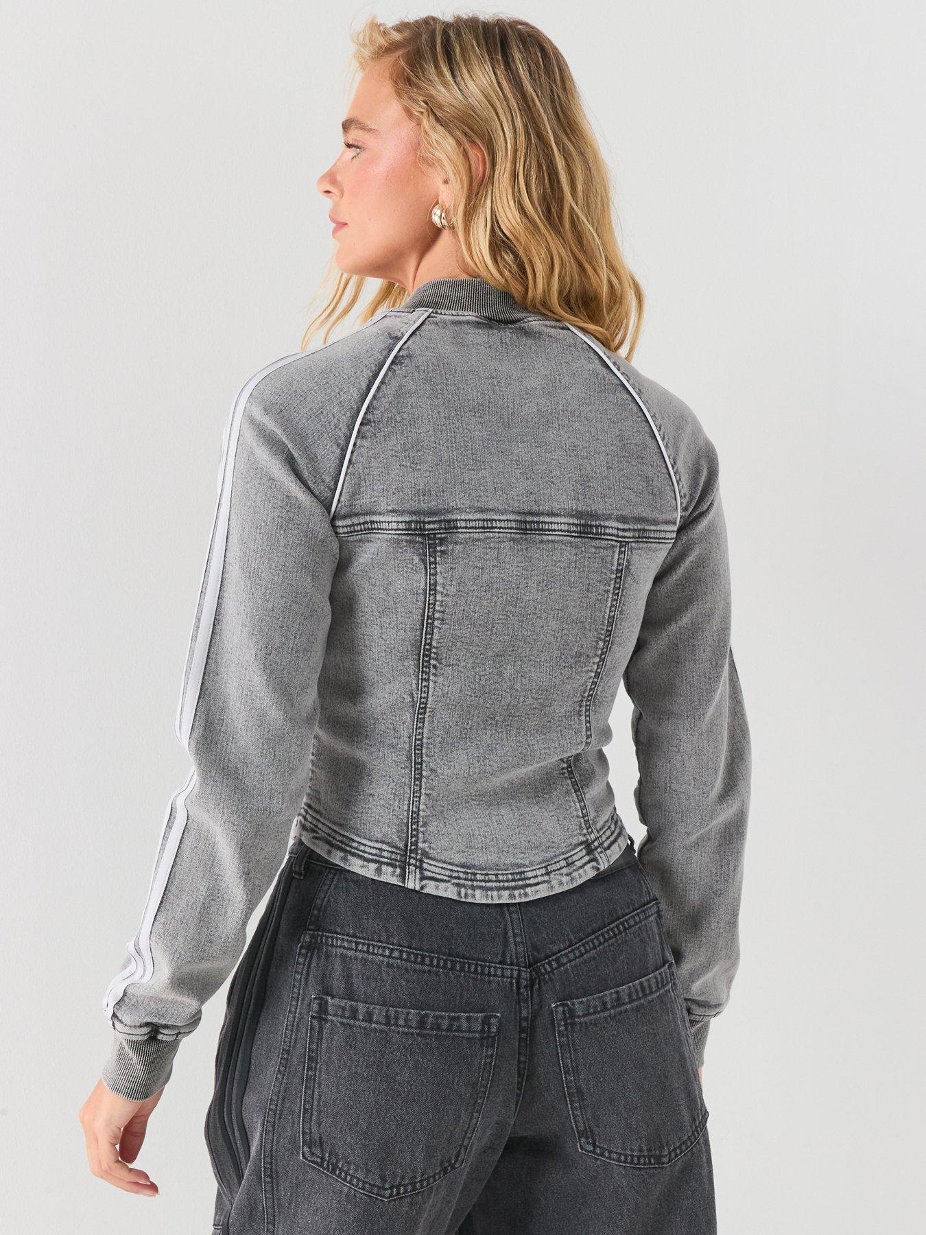 Image 2 of 6 of adidas Originals Womens Denim Track Top - Grey