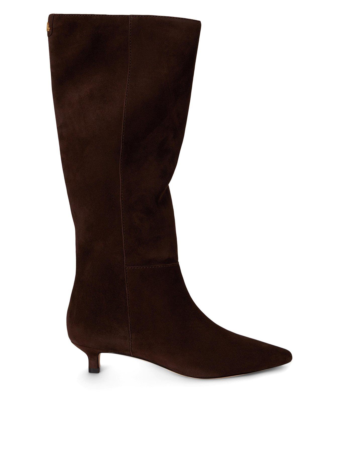 Lauren by Ralph Lauren Francesca Sheep-Suede Heeled Tall Boots - Brown