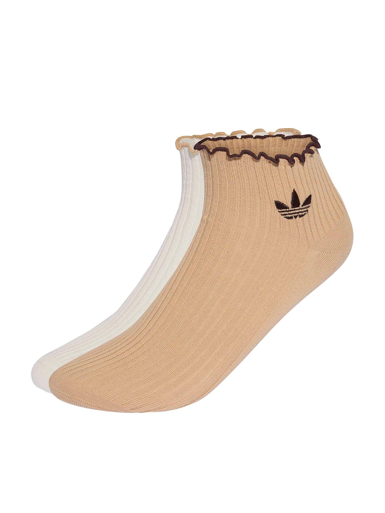 adidas Originals Womens Ruffle Socks 2 Pack - White/Biege