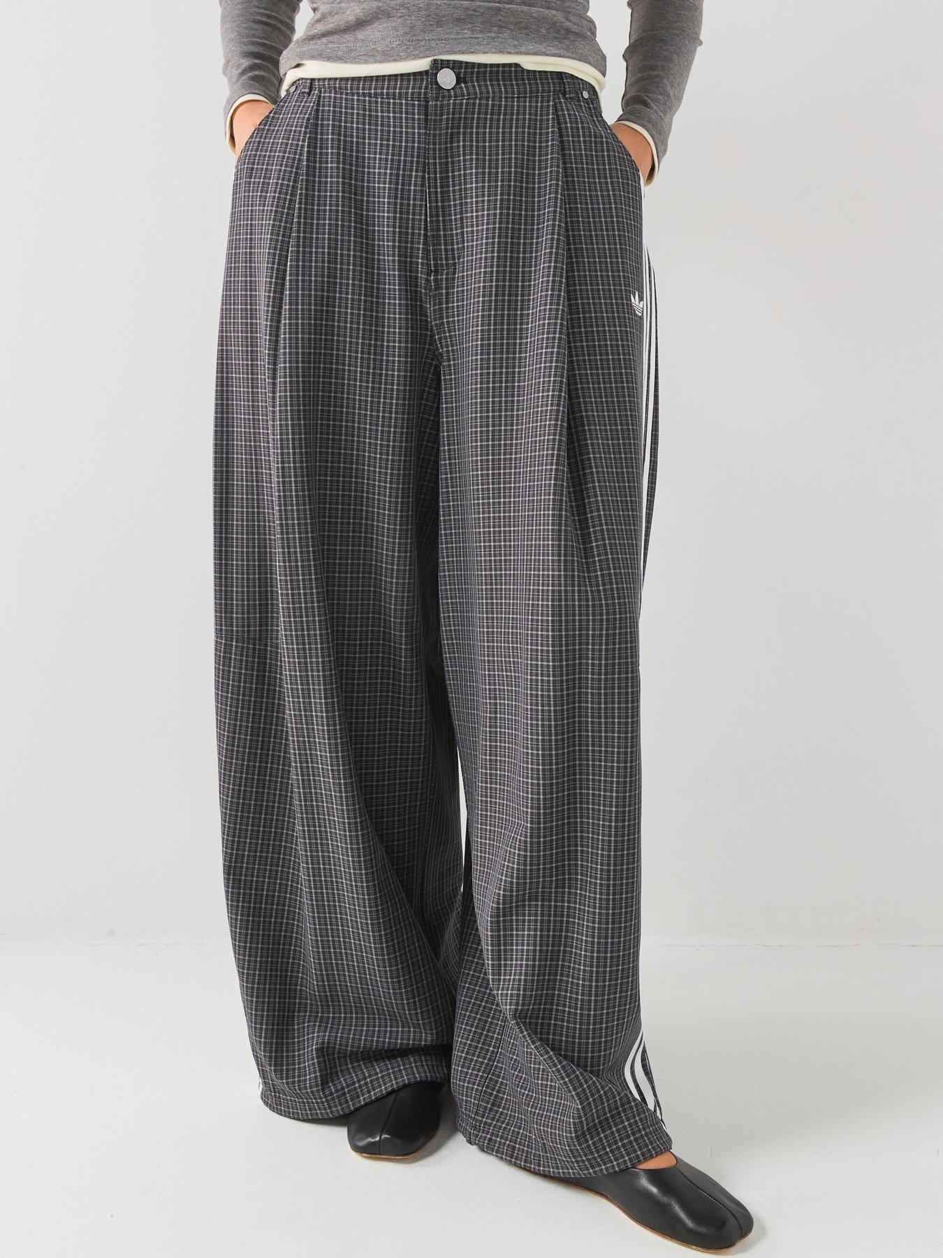adidas Originals Womens Check Loose Fit Track Pants - Grey