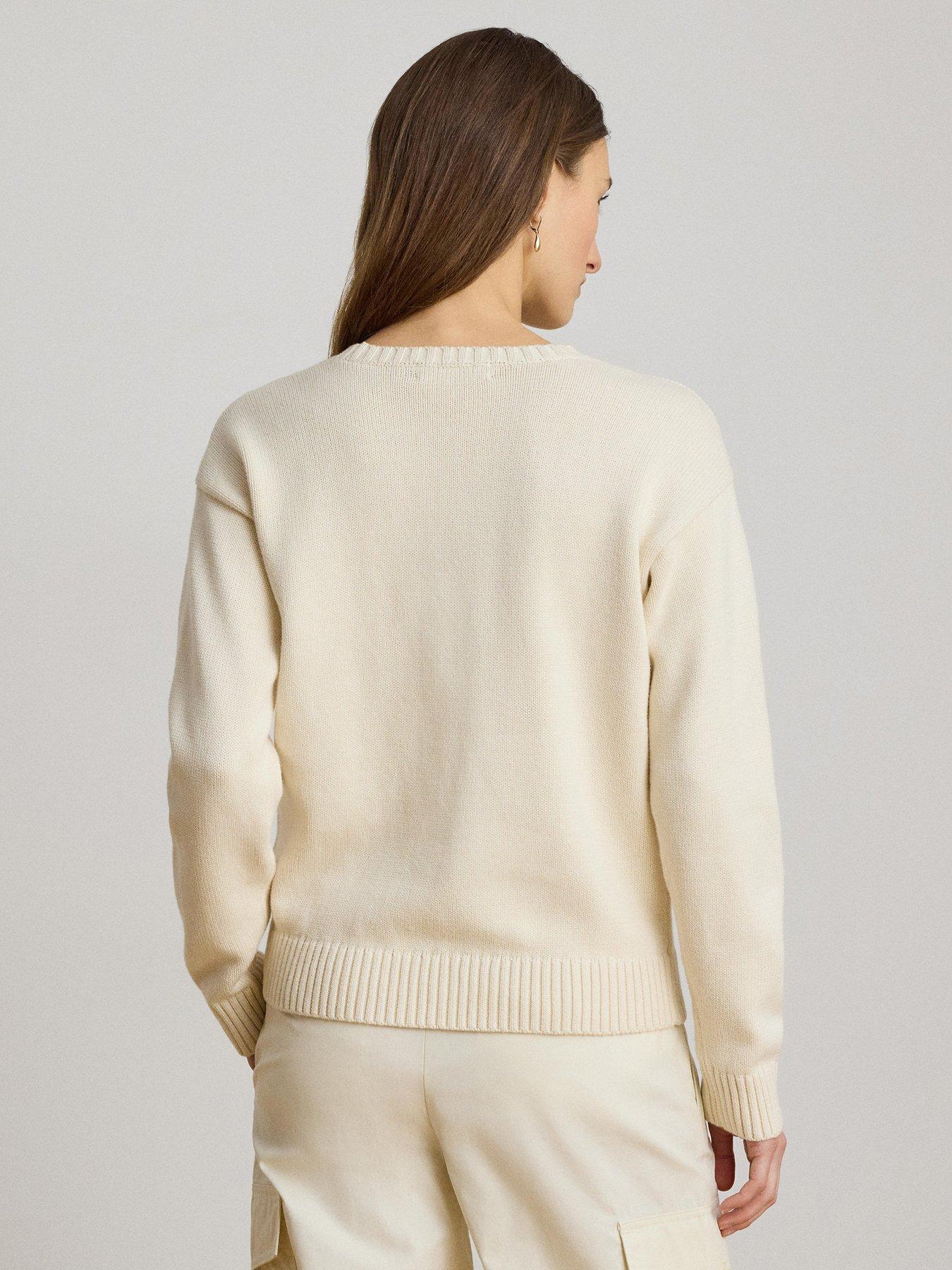 Image 2 of 4 of Lauren by Ralph Lauren Intarsia-Knit Vizsla Cotton Jumper - Mascarpone Cream Multi