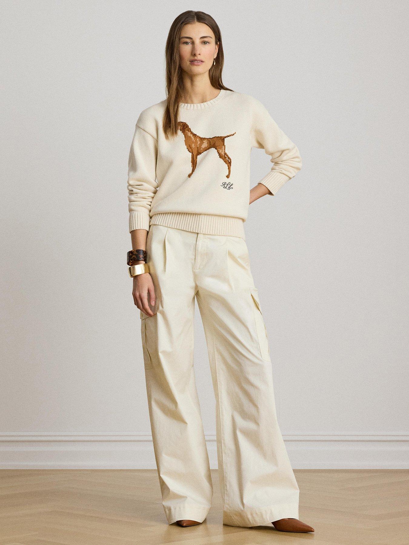 Image 3 of 4 of Lauren by Ralph Lauren Intarsia-Knit Vizsla Cotton Jumper - Mascarpone Cream Multi