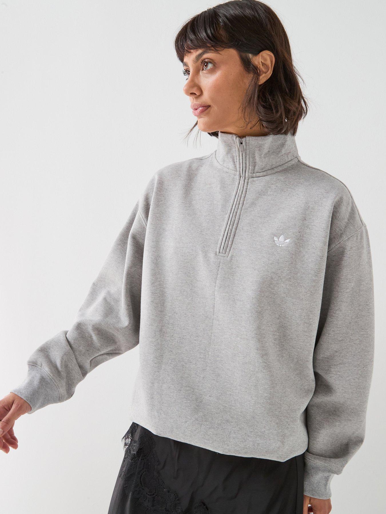 adidas Originals Women's Essentials Half Zip Sweatshirt - Grey