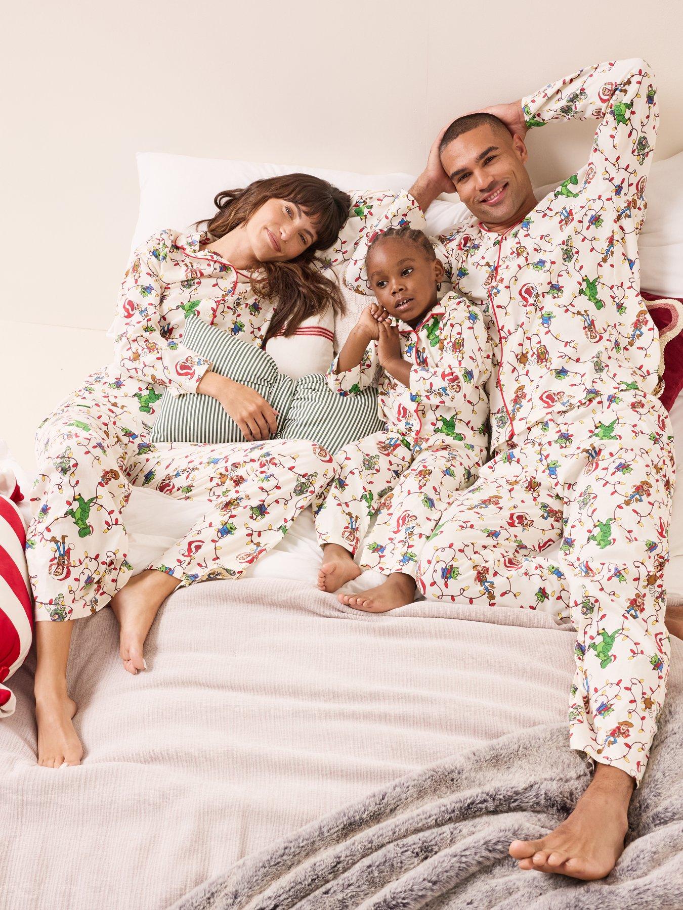 The Very Collection Mens Toy Story Family Festive Button Down Pyjamas - Cream