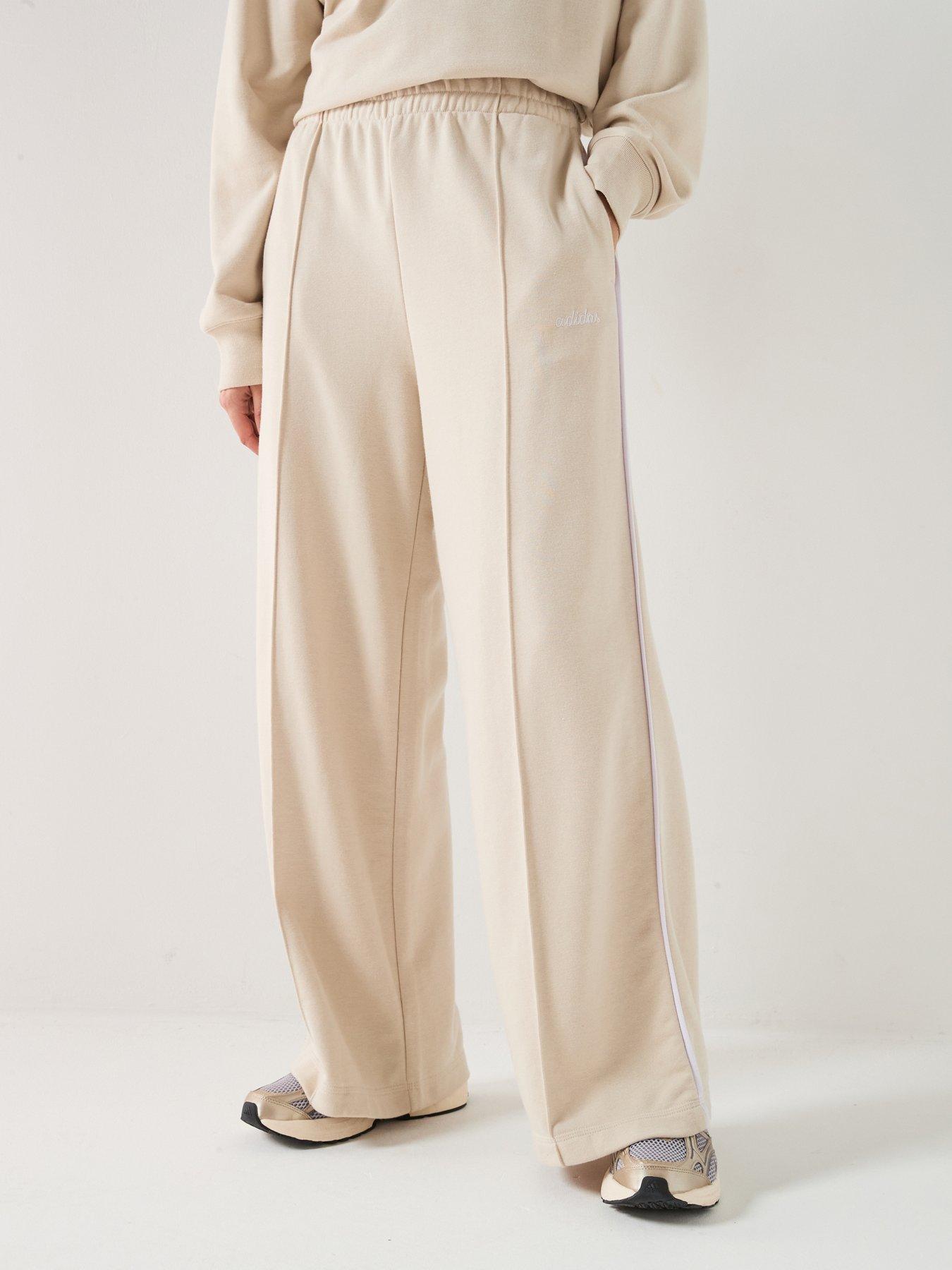 adidas Sportswear Women's Embroidered Graphic Wide Leg Joggers - Beige
