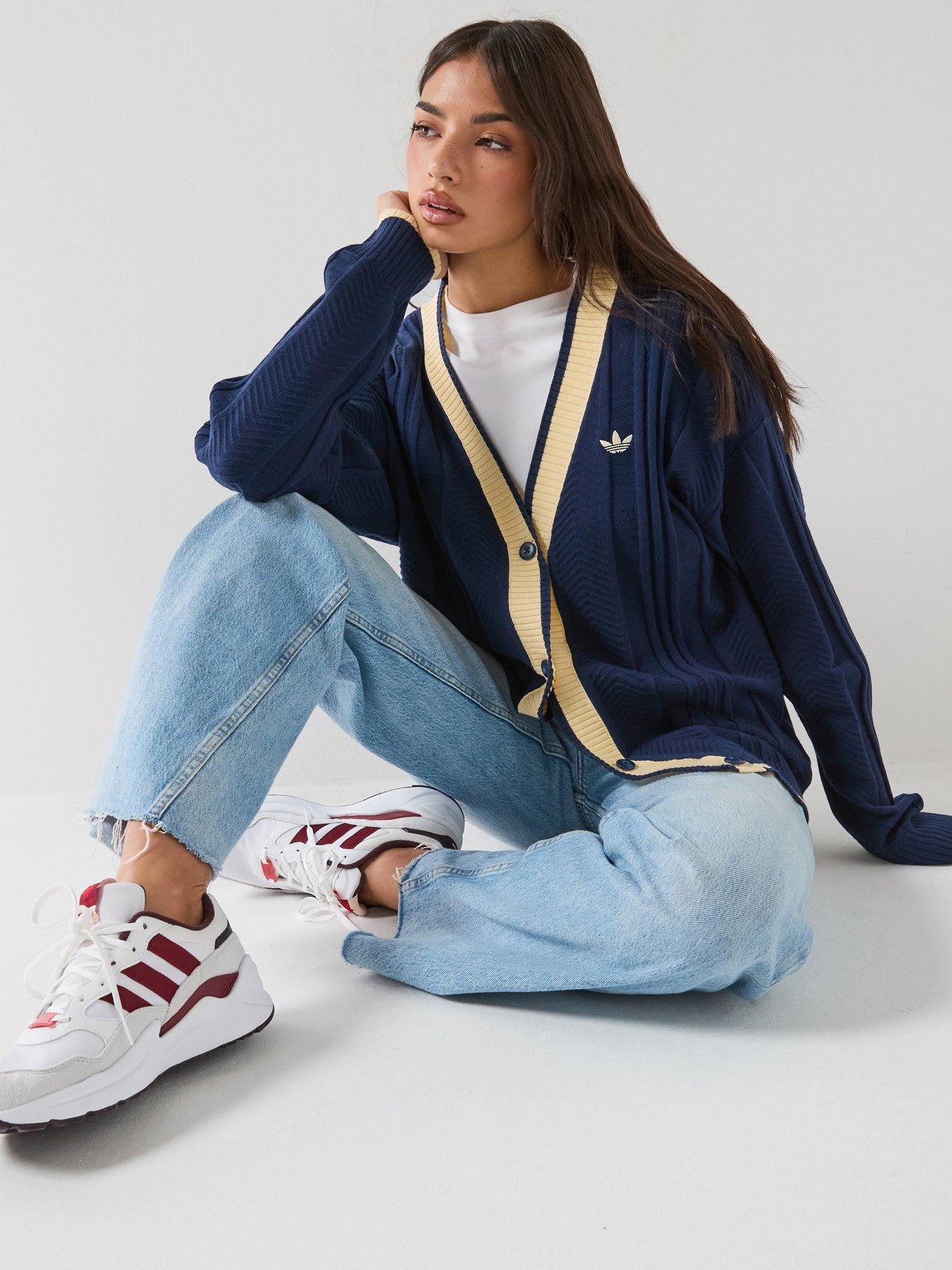 adidas Originals Womens Cable Knit Cardigan - Blue