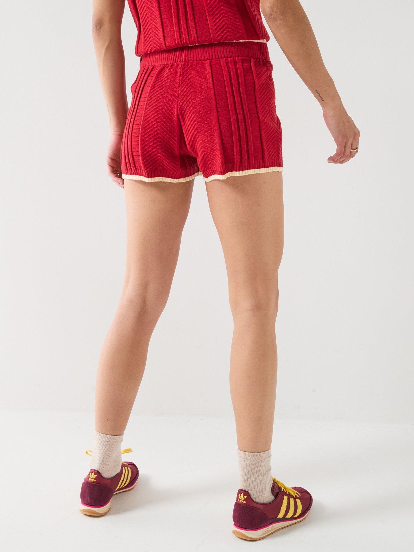 Image 2 of 6 of adidas Originals Womens Cable Knit Shorts - Red