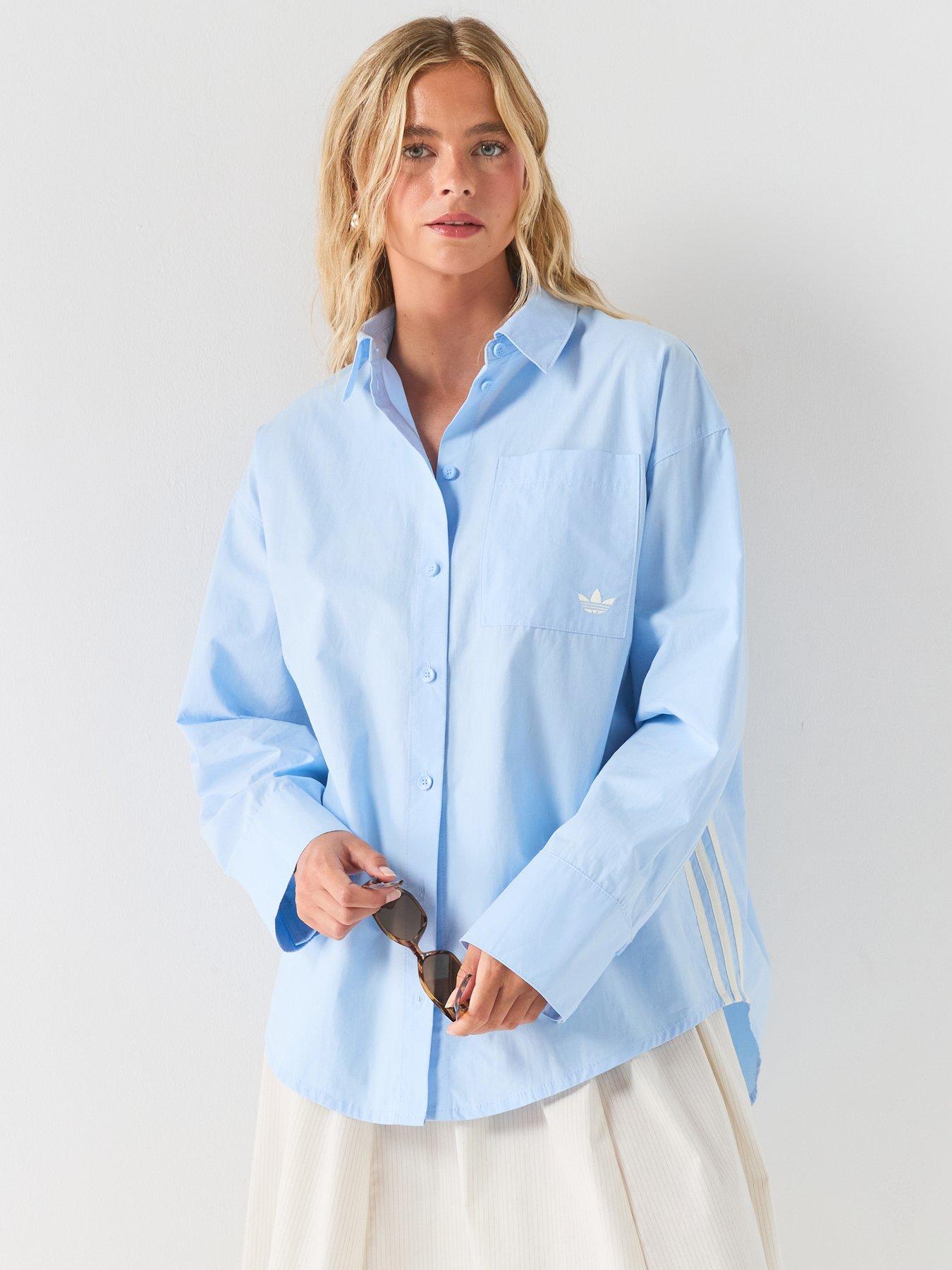 Image 1 of 6 of adidas Originals Women's Oversized Button-Through Shirt - Blue