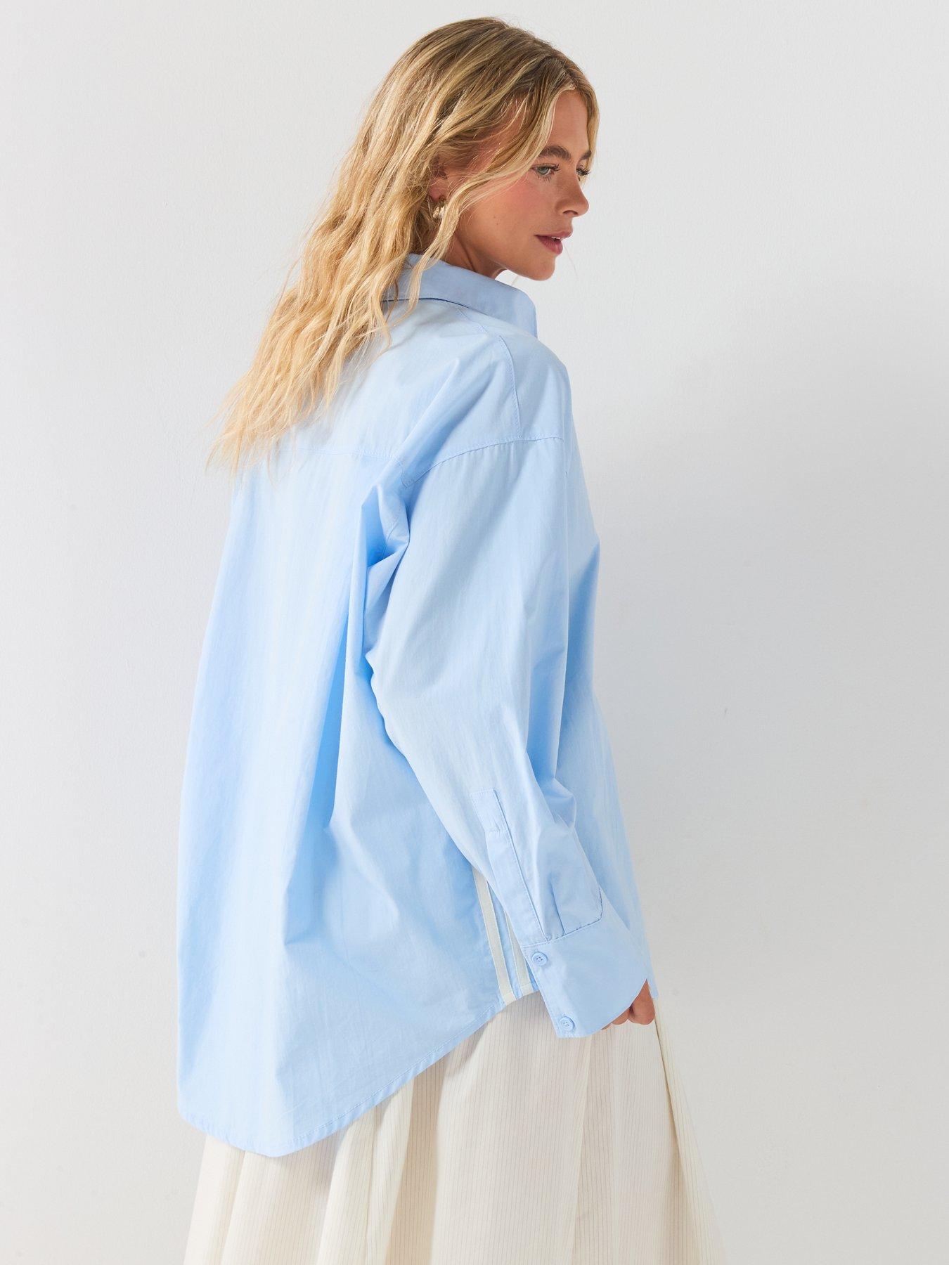 Image 2 of 6 of adidas Originals Women's Oversized Button-Through Shirt - Blue