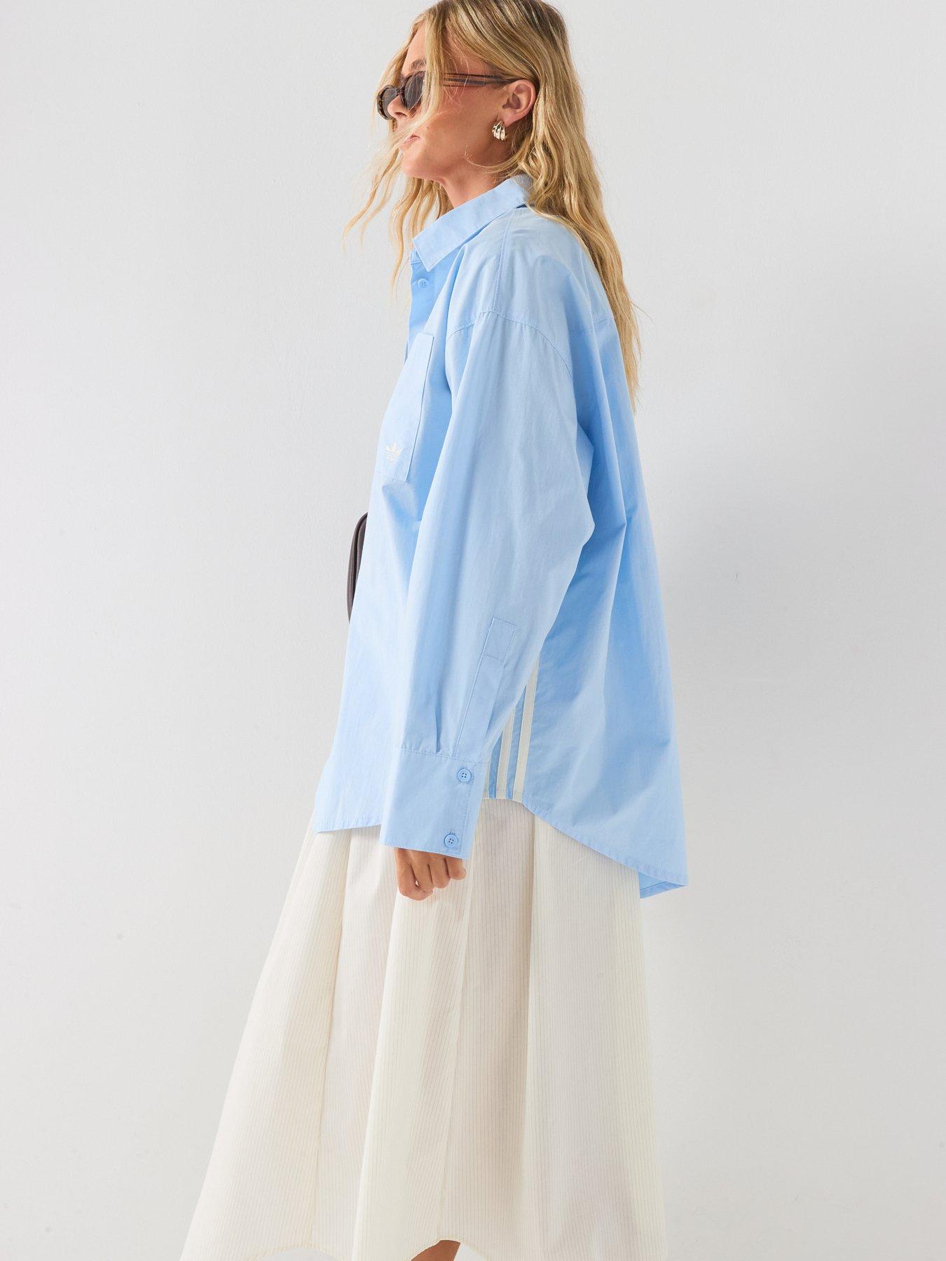 Image 4 of 6 of adidas Originals Women's Oversized Button-Through Shirt - Blue