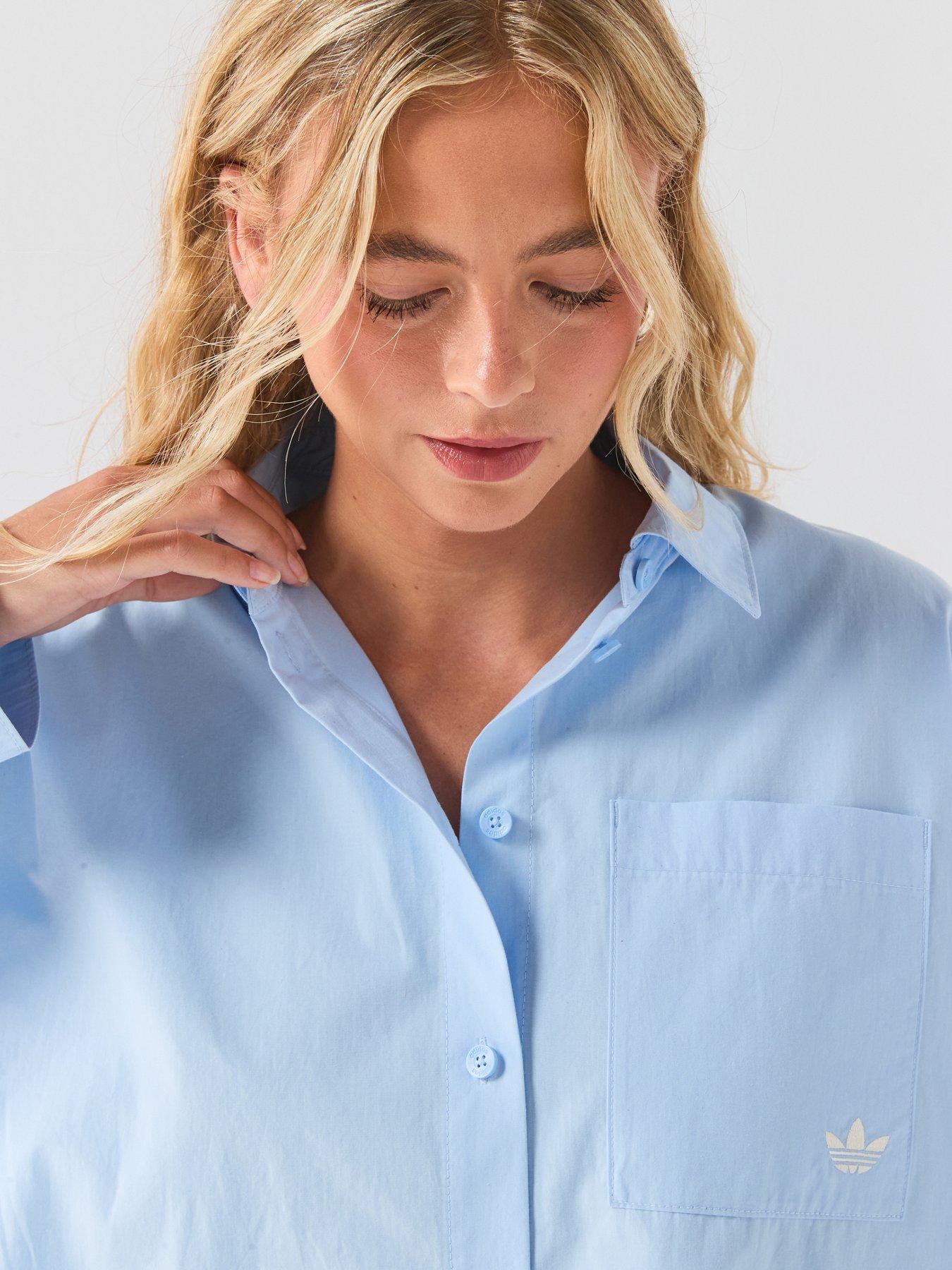 Image 6 of 6 of adidas Originals Women's Oversized Button-Through Shirt - Blue