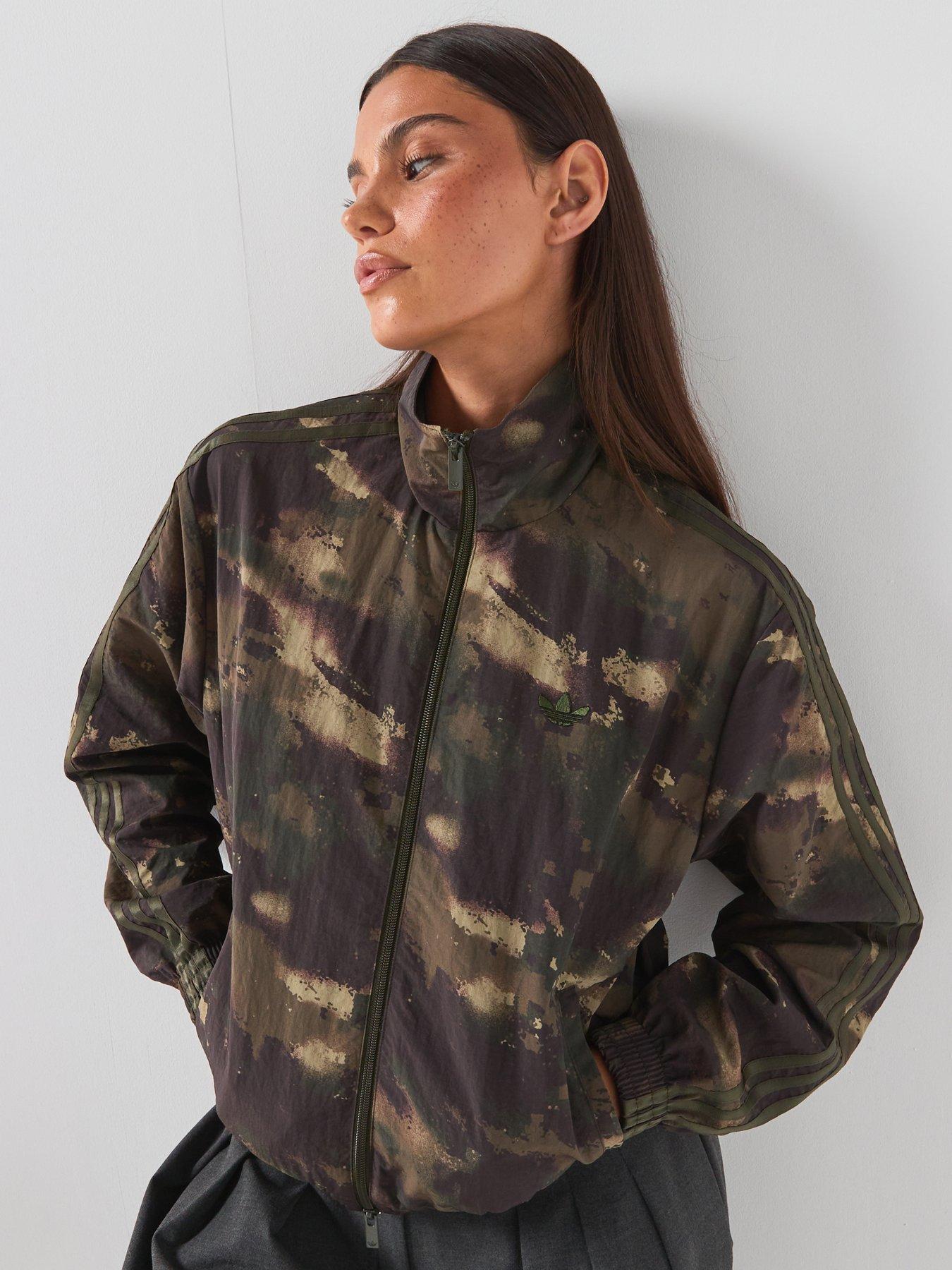 adidas Originals Women's Loose Fit Camouflage Track Jacket - Green