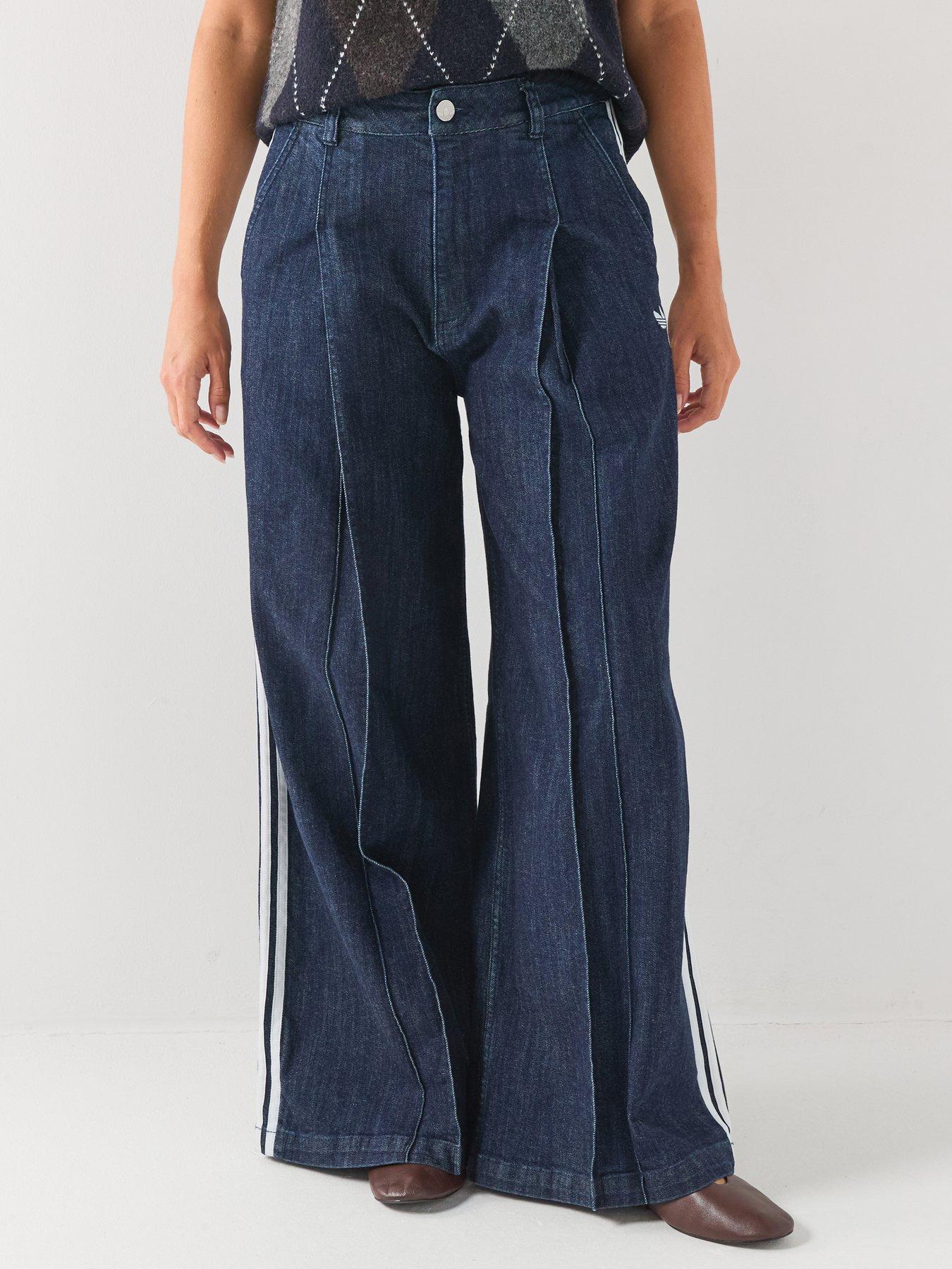 adidas Originals Womens Denim Wide Leg Pant - Blue