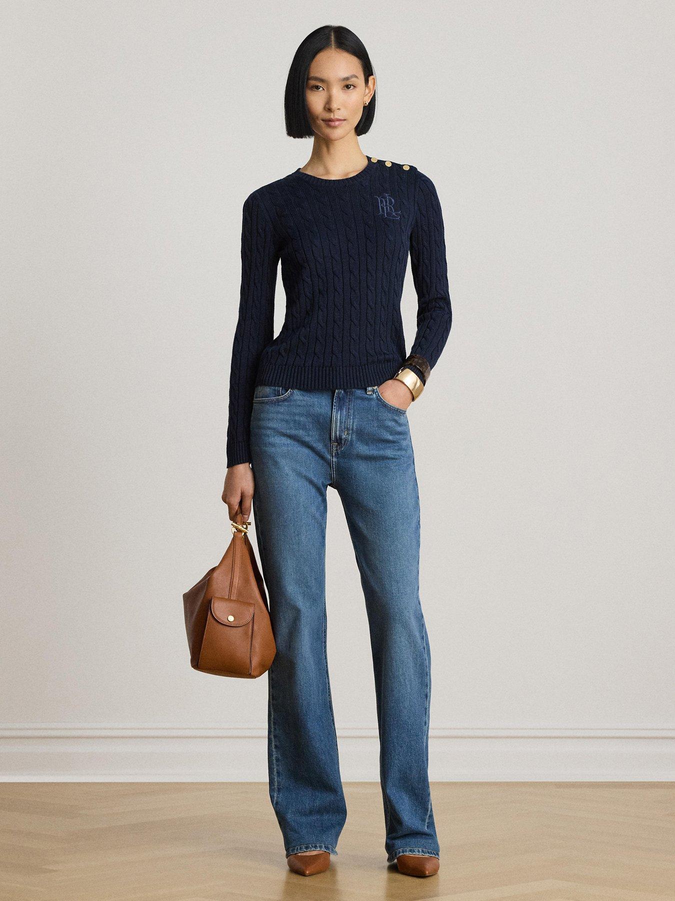 Image 4 of 4 of Lauren by Ralph Lauren Cable Knit Sweater - Blue