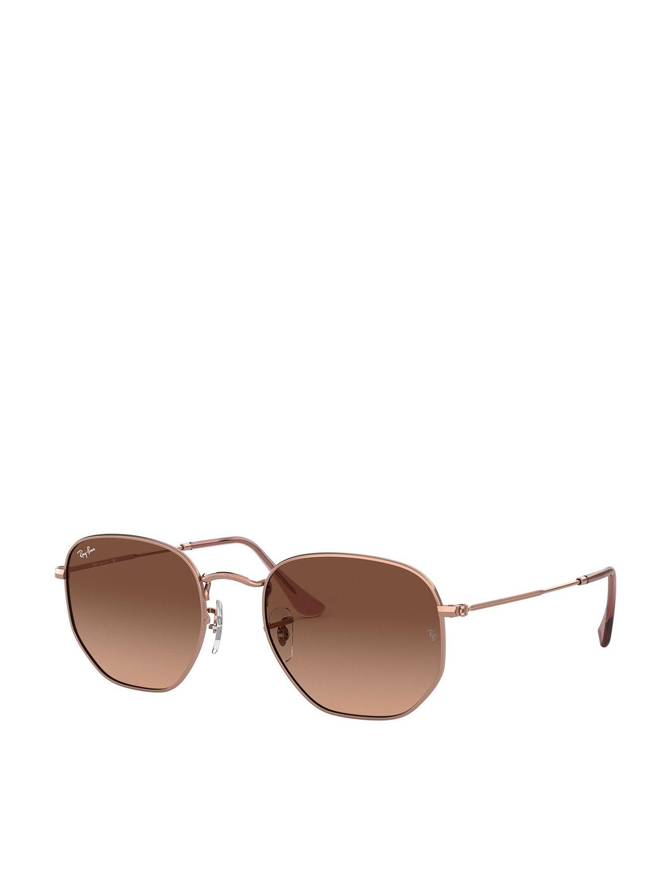 Ray-Ban Ray-ban Hexagonal Irregular Sunglasses Copper Frame With Pink Gradient Brown Lens