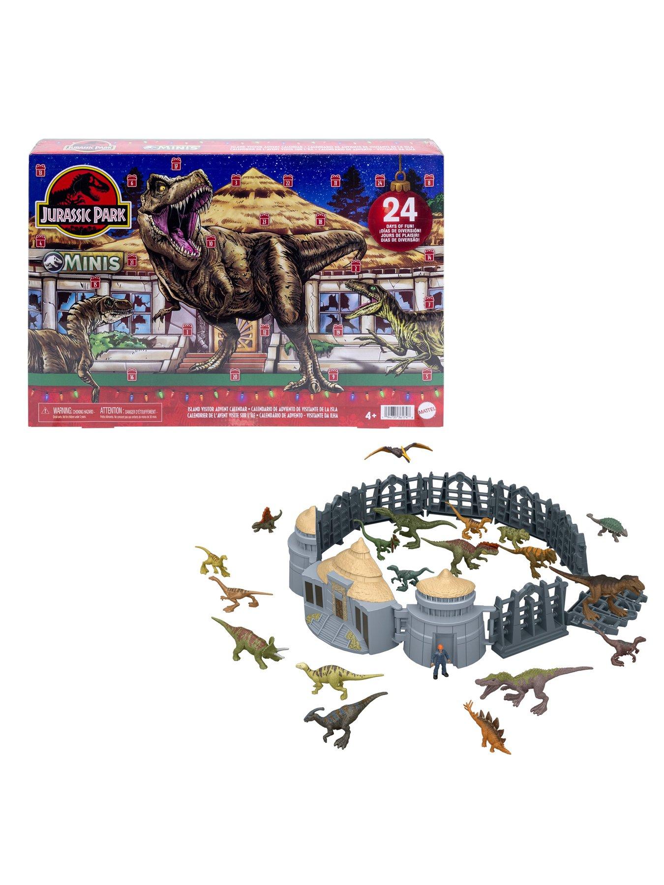 Image 2 of 7 of JURASSIC WORLD Jurassic Park Visitor Center Advent Calendar with 19 Mini Dinosaurs, Figure &amp; Holiday Scene