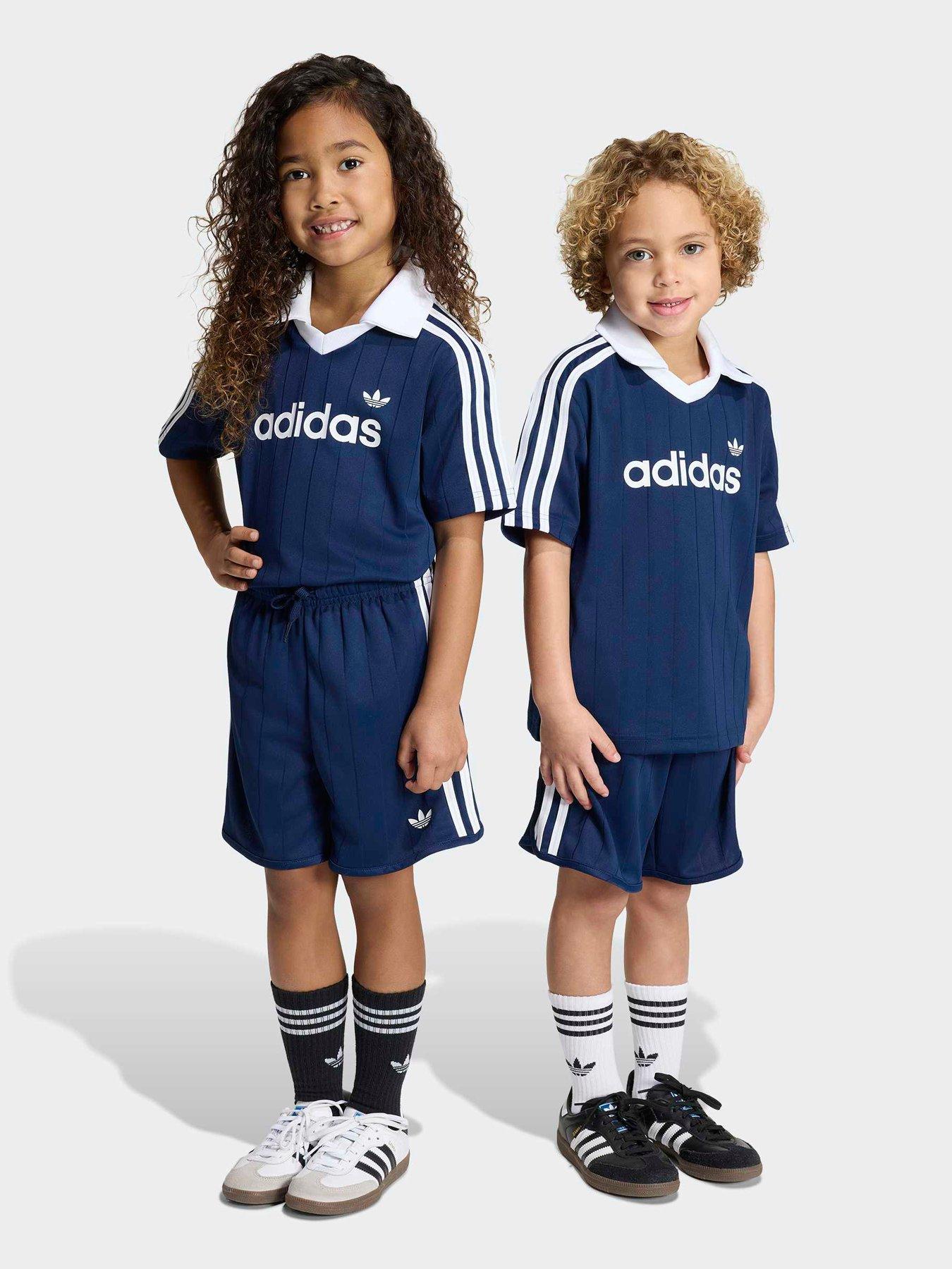 adidas Originals Kids Polo Pinstripe Short Tee Set - Blue