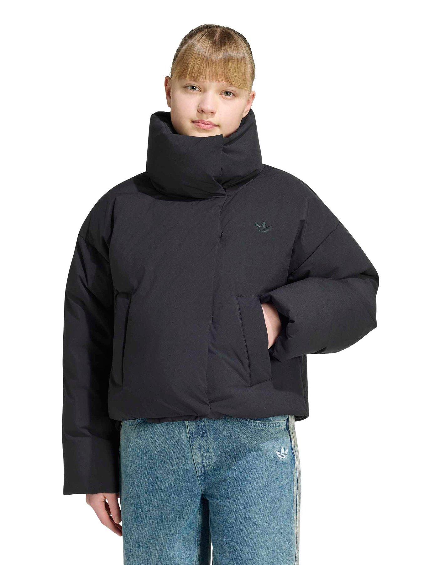 Image 1 of 5 of adidas Originals Girls Oversized Puffer Coat - Black