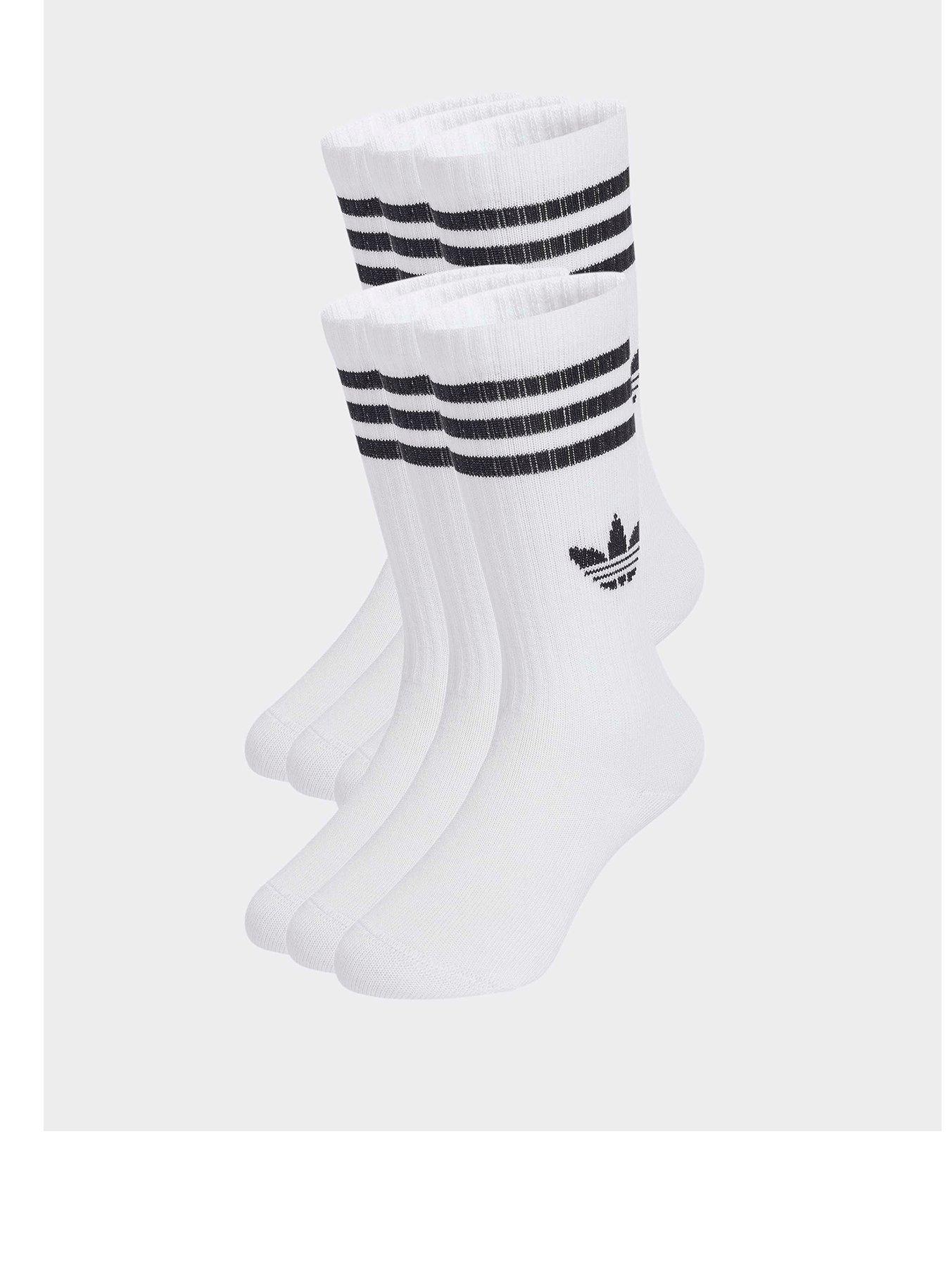 adidas Originals Kids 3 Stripe Crew Socks 6 Pack - White