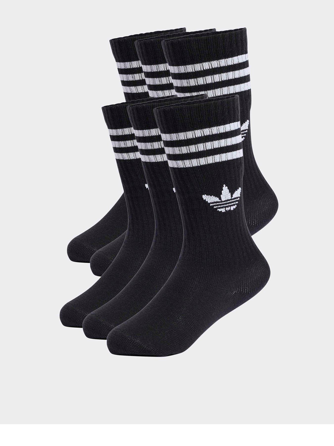 adidas Originals Kids 3 Stripe Crew Socks 6 Pack - Black