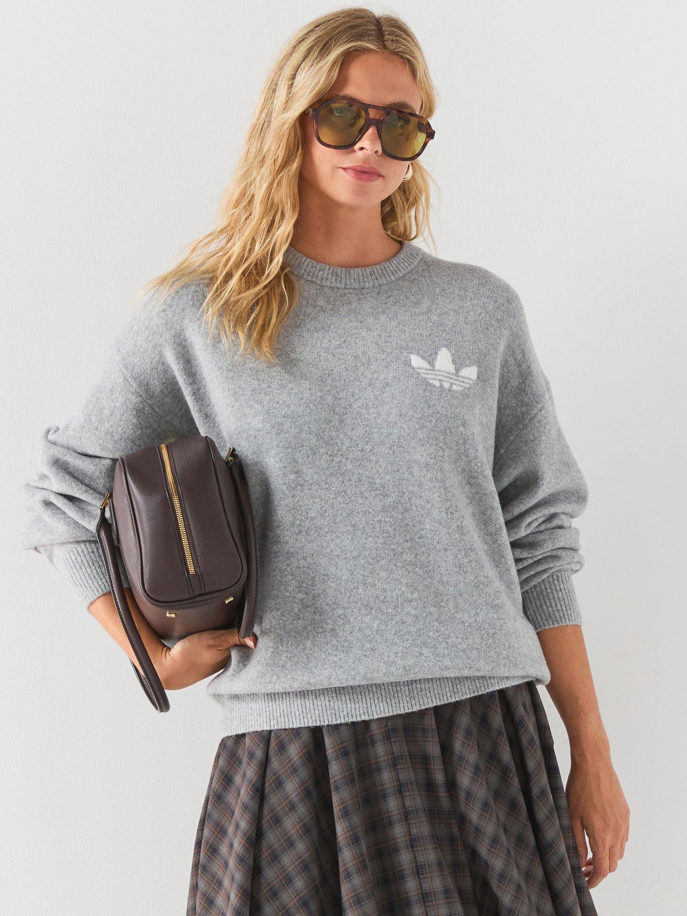 Image 1 of 6 of adidas Originals Womens Knitrack Toped Sweater - Grey