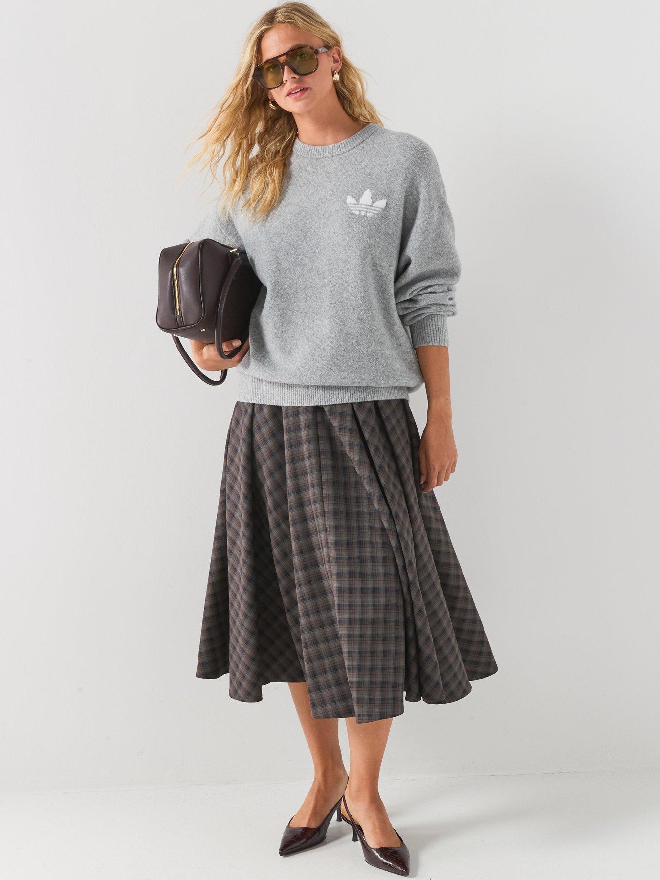 Image 3 of 6 of adidas Originals Womens Knitrack Toped Sweater - Grey