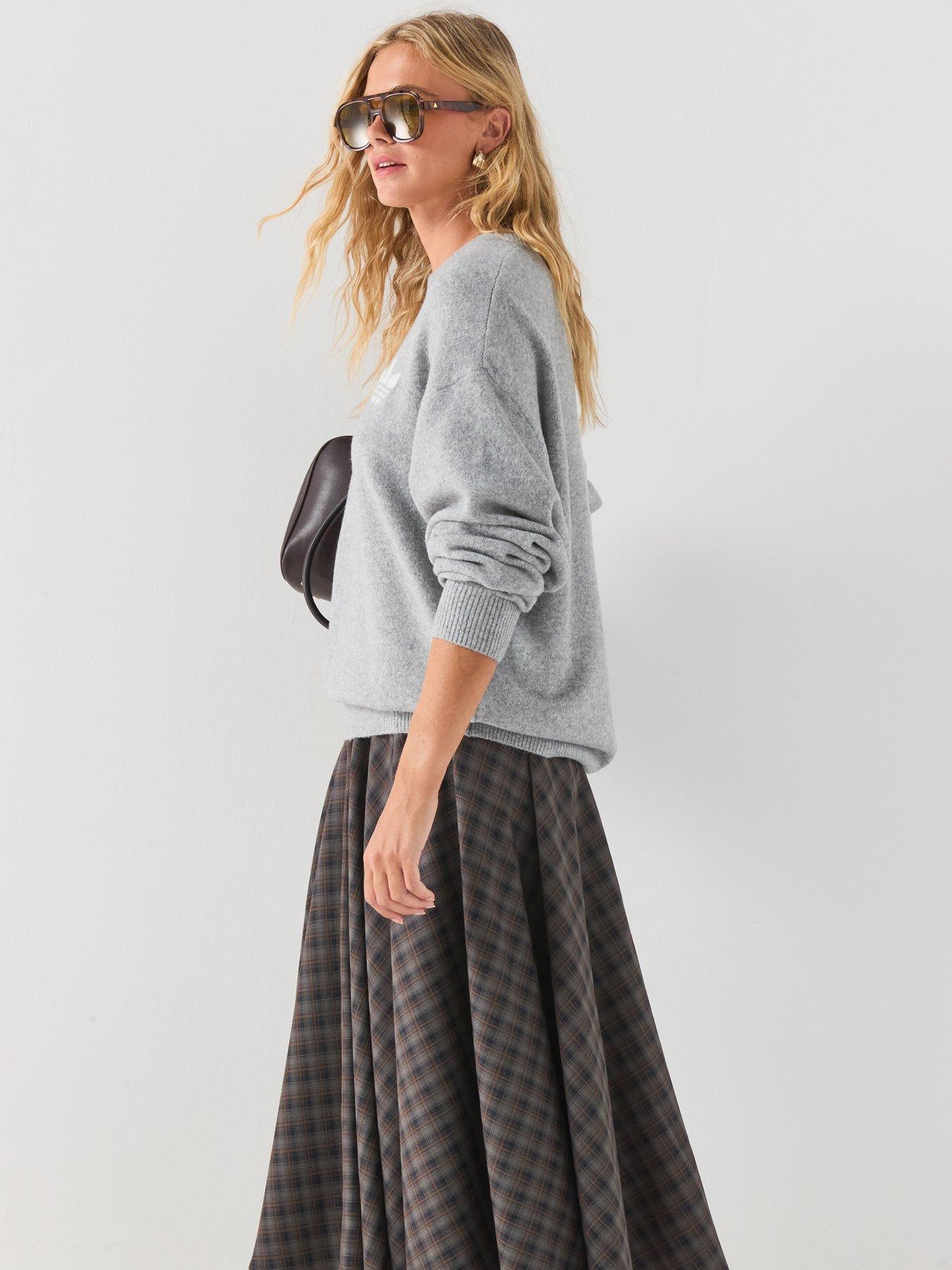 Image 5 of 6 of adidas Originals Womens Knitrack Toped Sweater - Grey