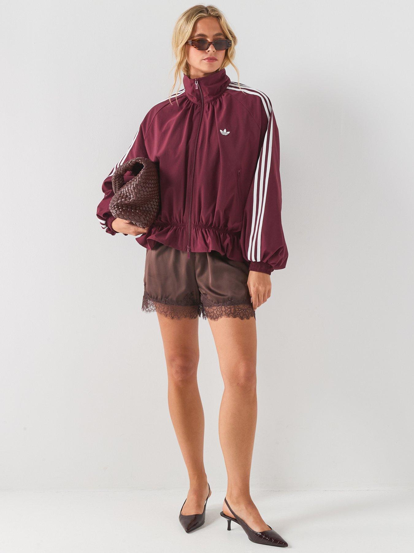 Image 3 of 6 of adidas Originals Womens Blousy Oversized Track Top - Burgundy