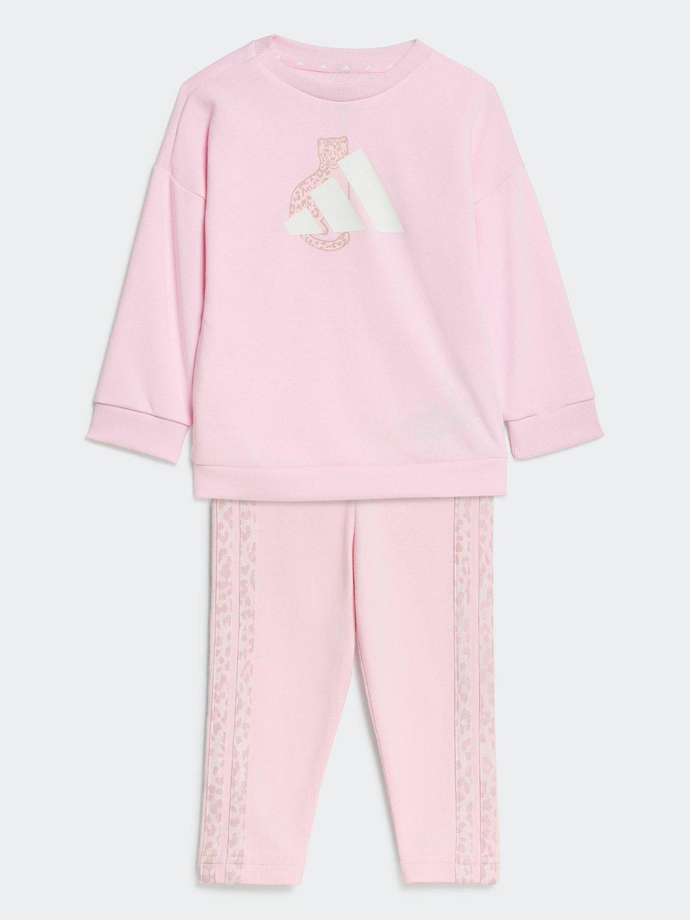 adidas Sportswear Infant 3 Stripe Sweat Set - Pink