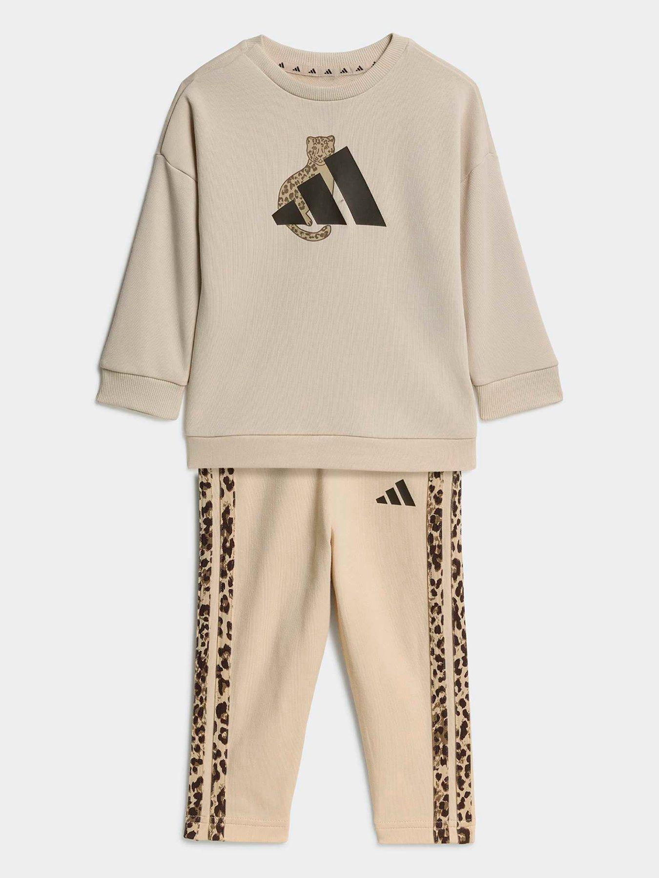 adidas Sportswear Infant 3 Stripe Sweat Set - Beige