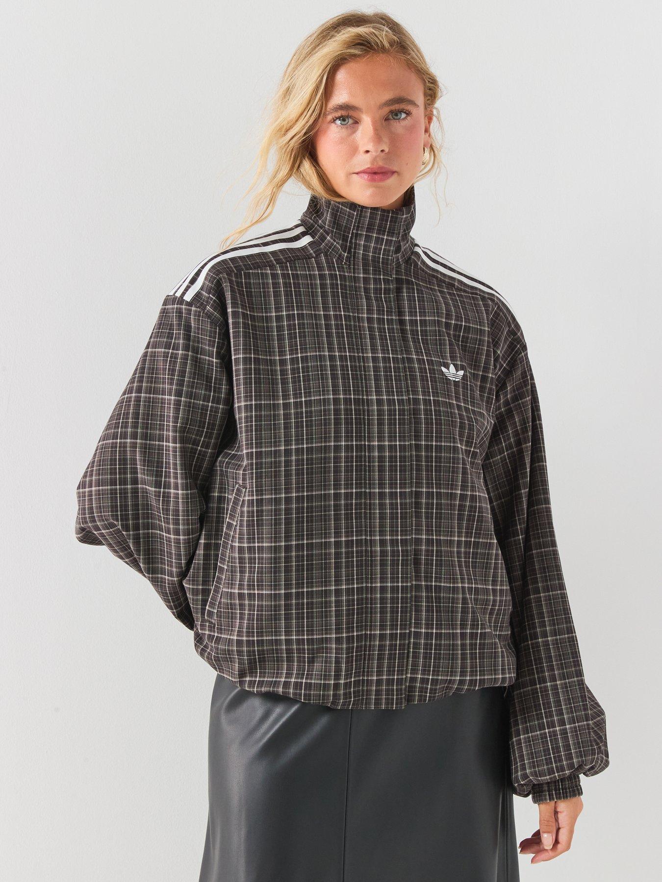 Image 1 of 6 of adidas Originals Womens Check Track Top - Brown