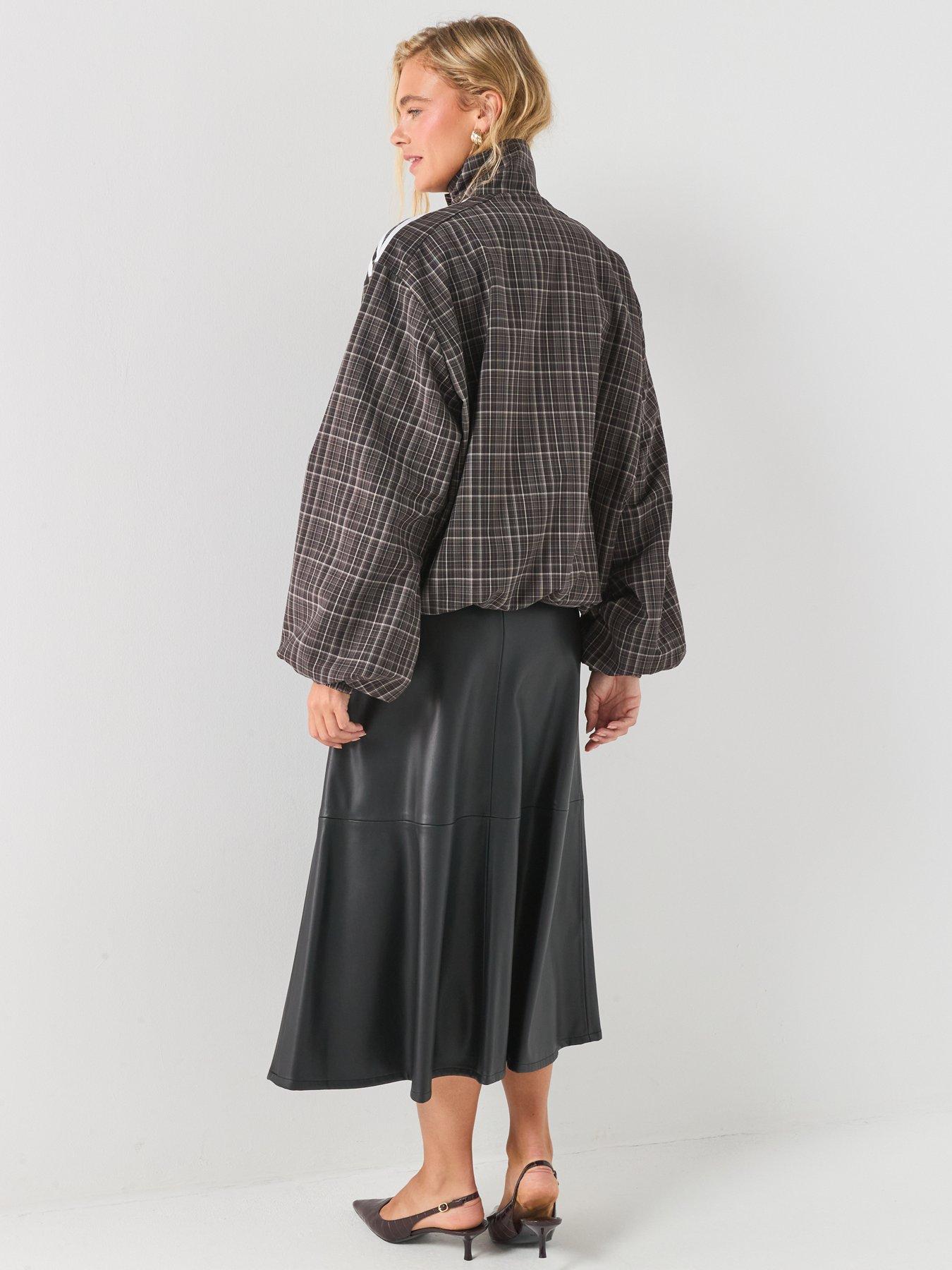 Image 2 of 6 of adidas Originals Womens Check Track Top - Brown