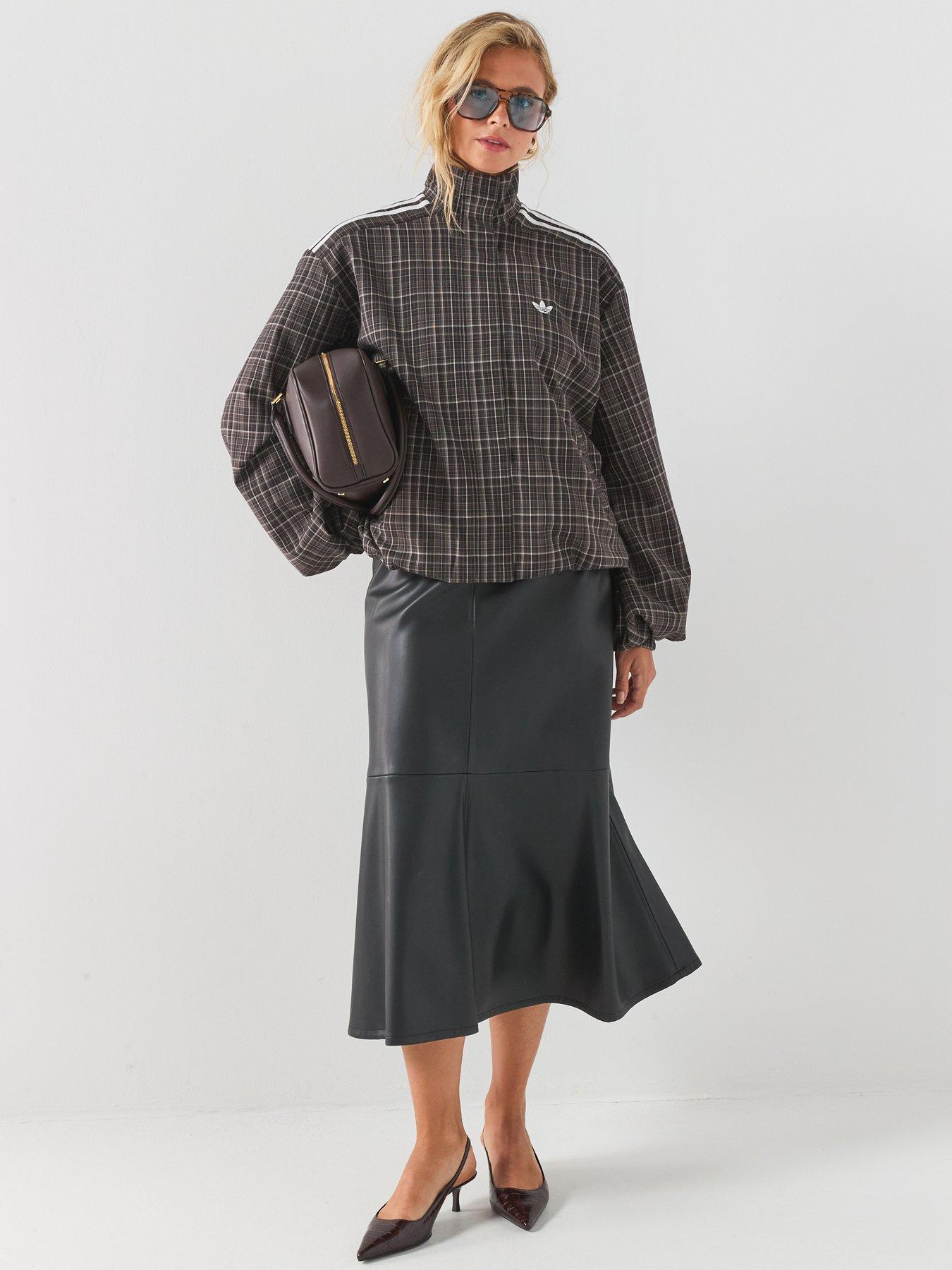 Image 3 of 6 of adidas Originals Womens Check Track Top - Brown