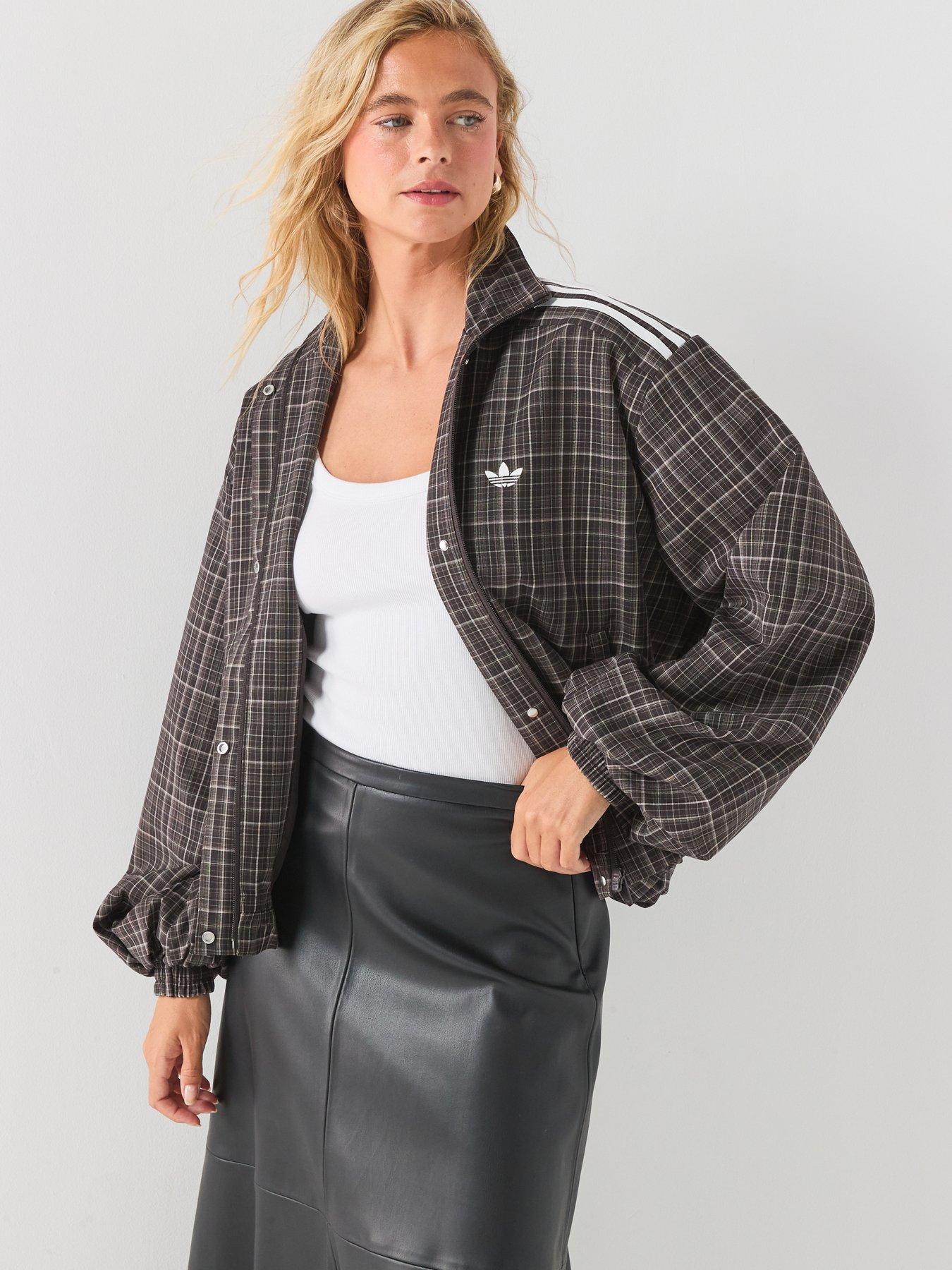 Image 4 of 6 of adidas Originals Womens Check Track Top - Brown