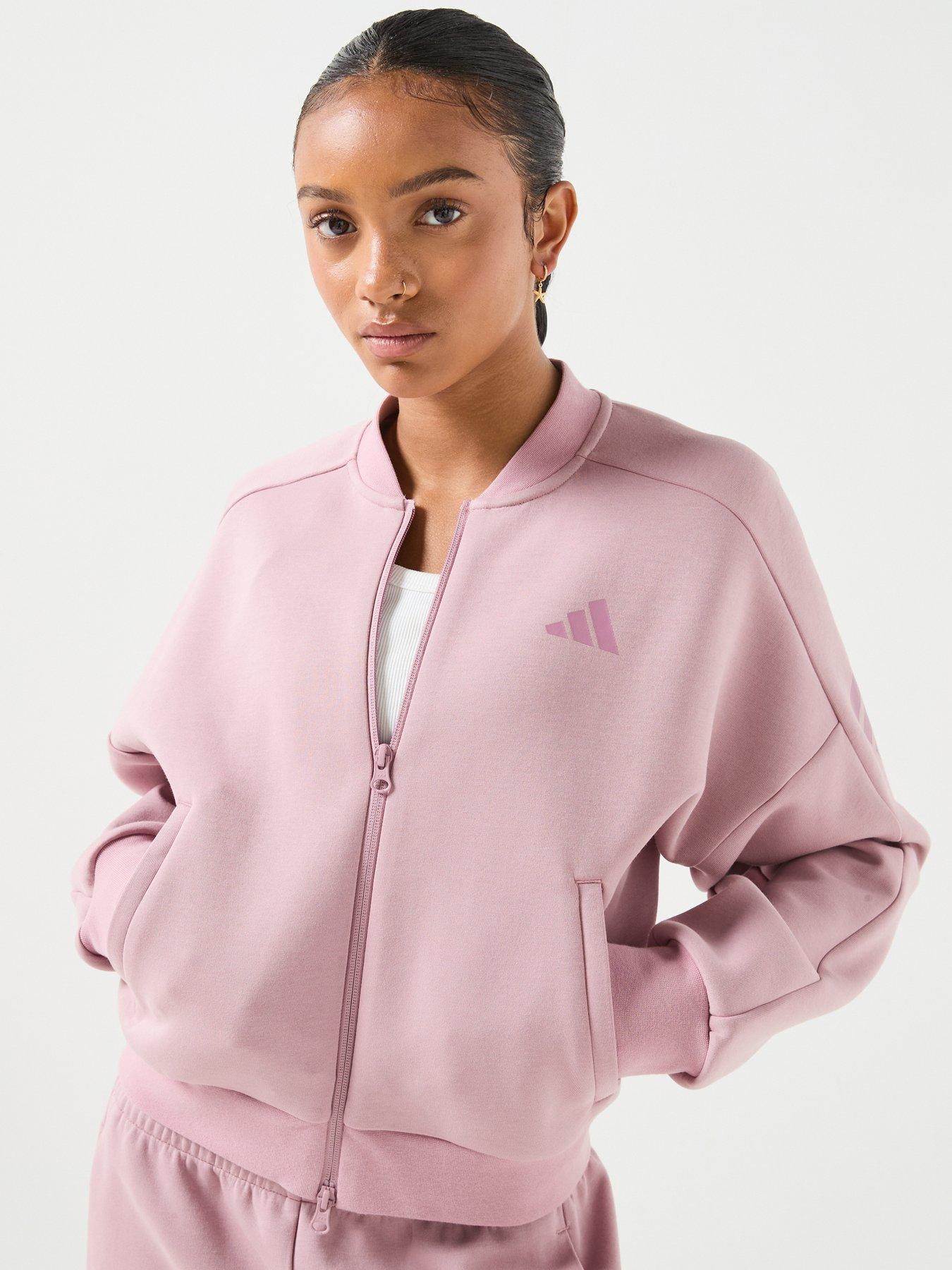 Image 1 of 6 of adidas Sportswear Junior 3 Stripe Set Full Zip Bomber - Purple