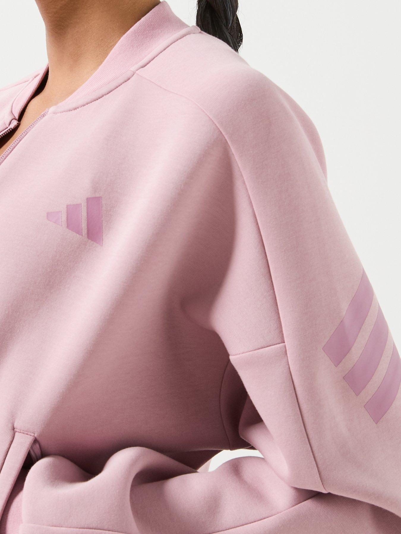 Image 4 of 6 of adidas Sportswear Junior 3 Stripe Set Full Zip Bomber - Purple