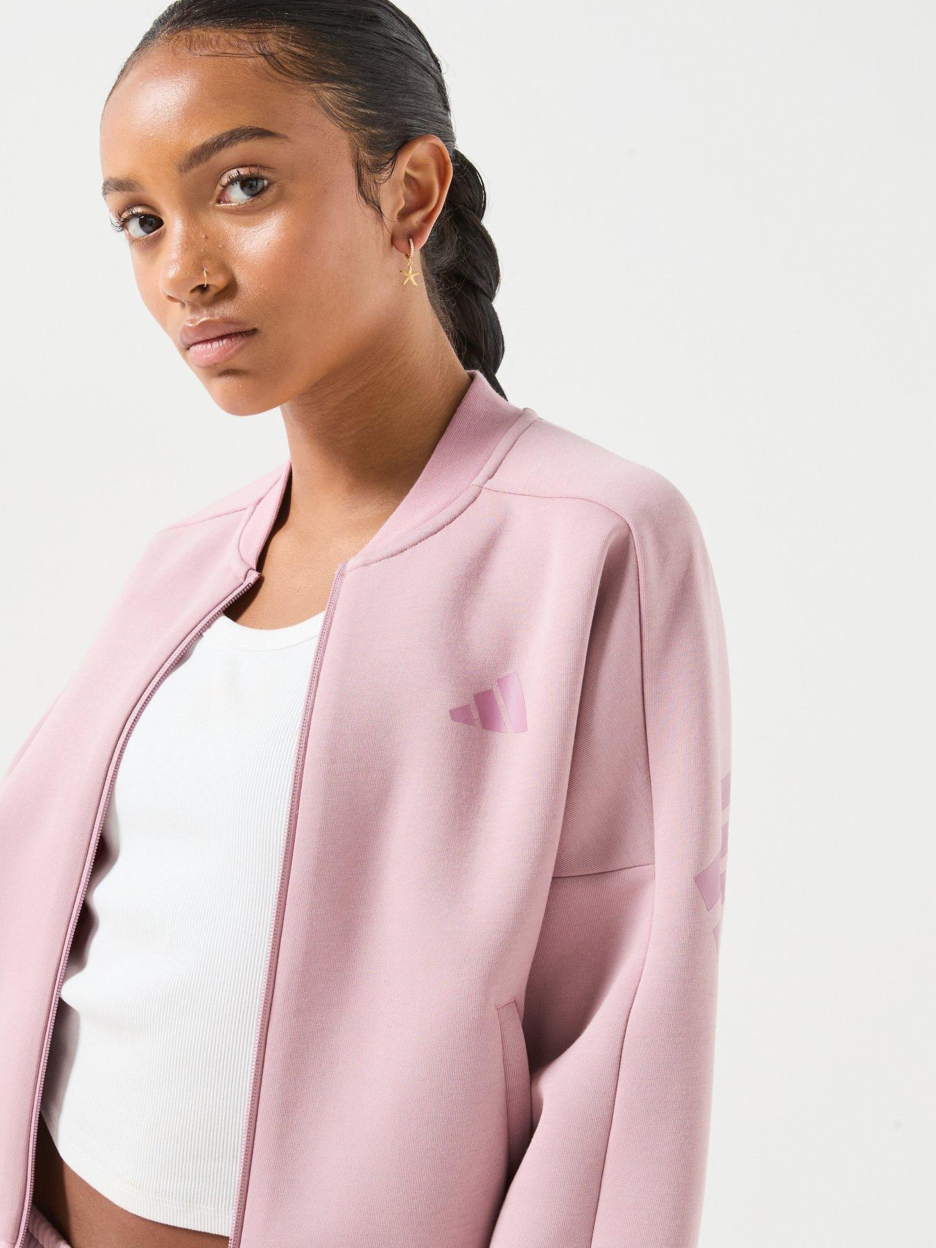 Image 5 of 6 of adidas Sportswear Junior 3 Stripe Set Full Zip Bomber - Purple