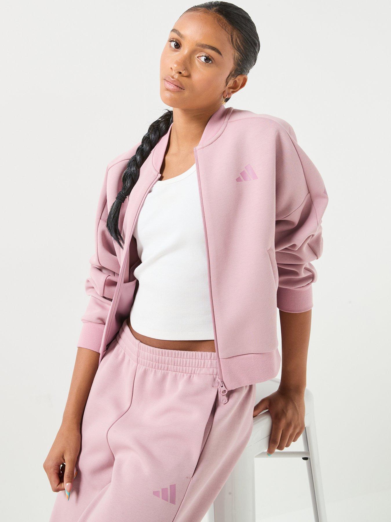 Image 6 of 6 of adidas Sportswear Junior 3 Stripe Set Full Zip Bomber - Purple