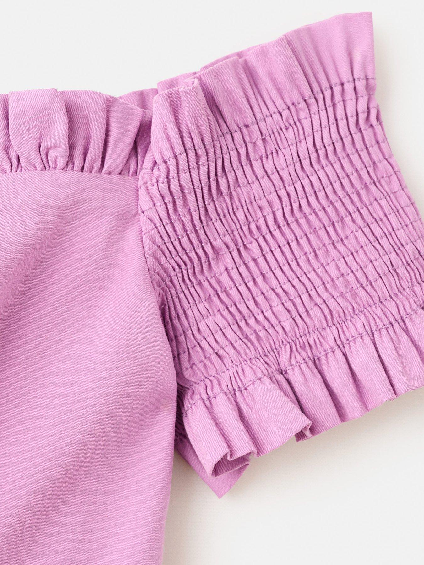 Image 5 of 5 of Mango Starring Hailey Bieber Ruffle Detail Top - Pastel Pink