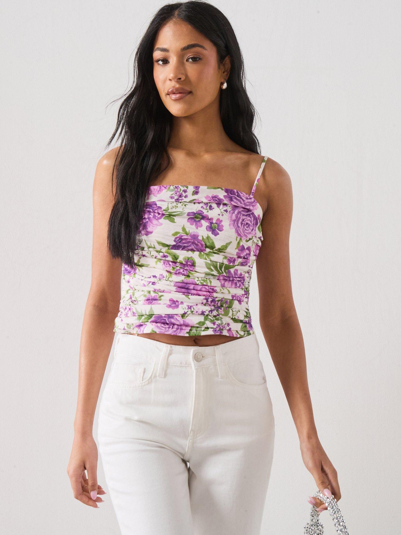Mango Starring Hailey Bieber Strapless Floral Top - White