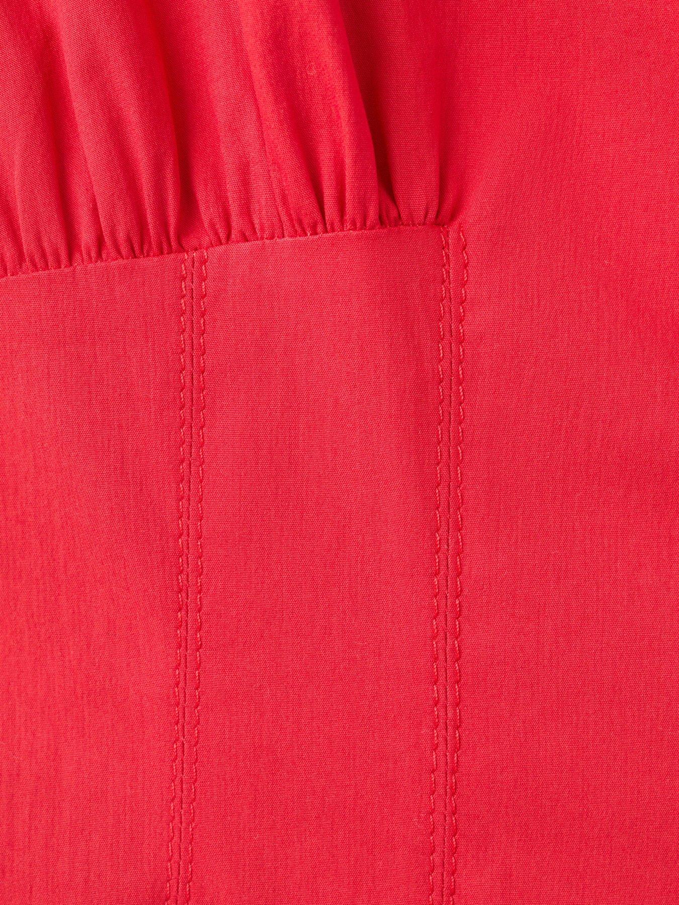 Image 5 of 6 of Mango Starring Hailey Bieber Long Flared Dress - Red
