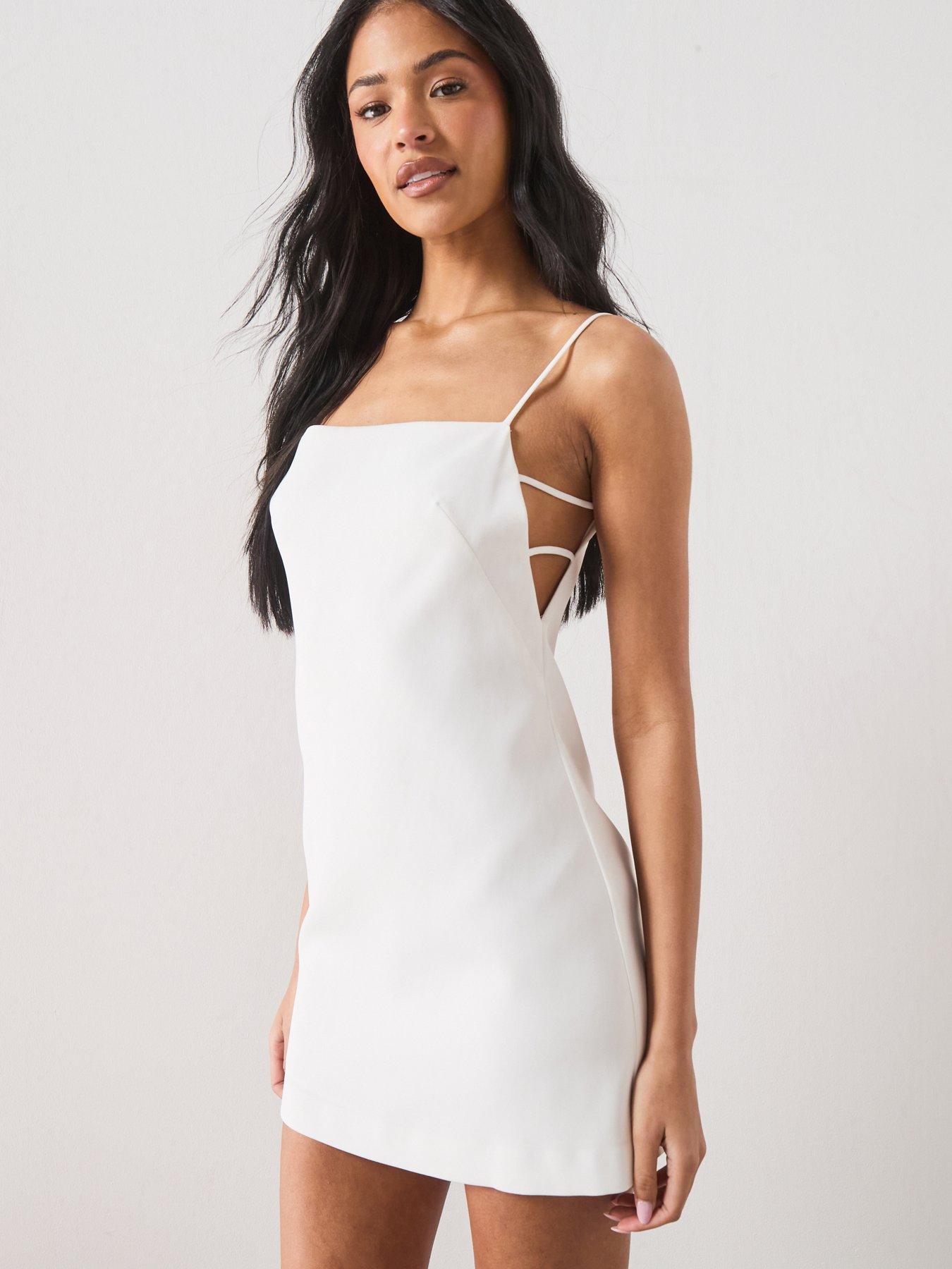 Mango Starring Hailey Bieber Short Dress With Side Slits - White